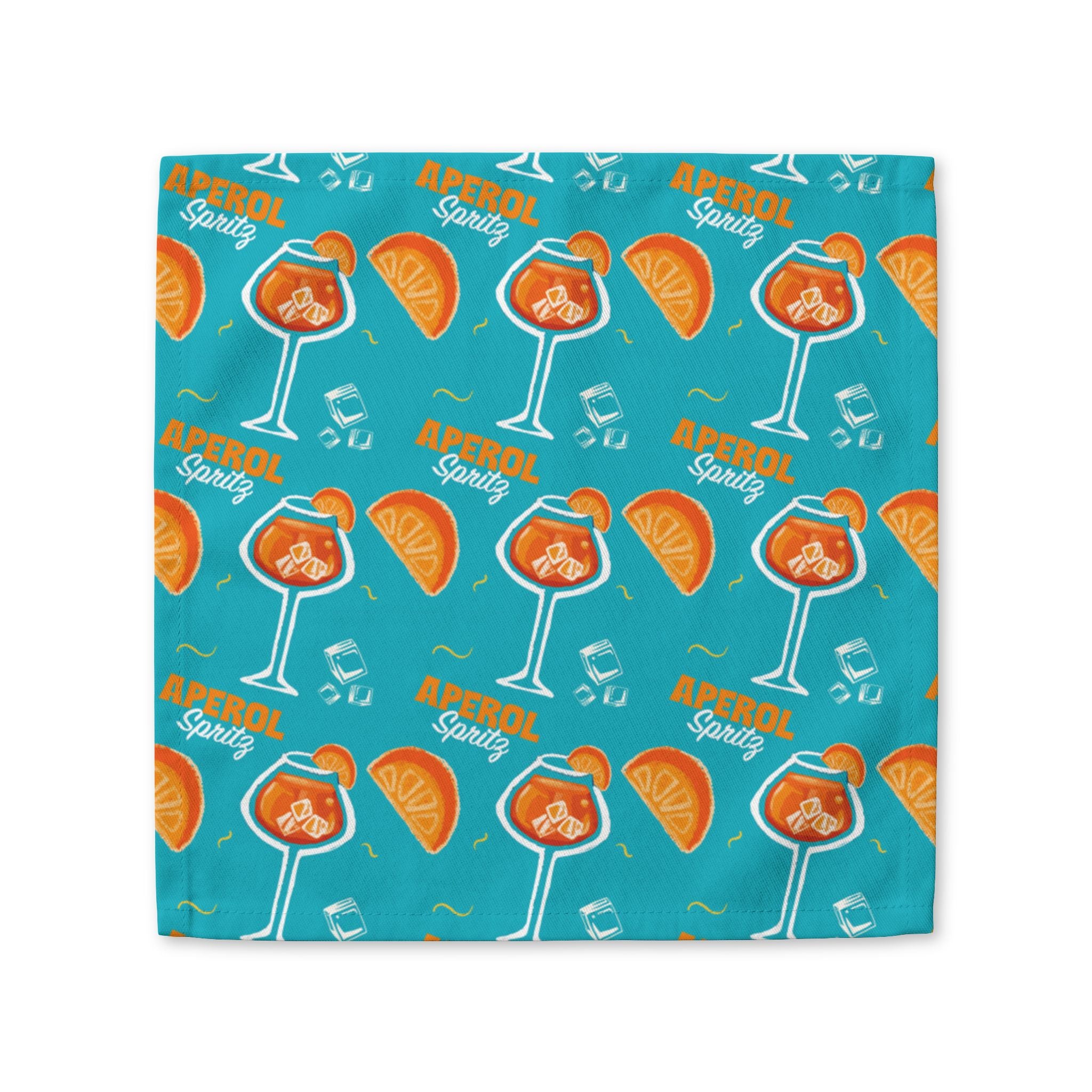 Aperol Spritz Cotton Napkin — Turquoise Citrus Brunch Table Decor