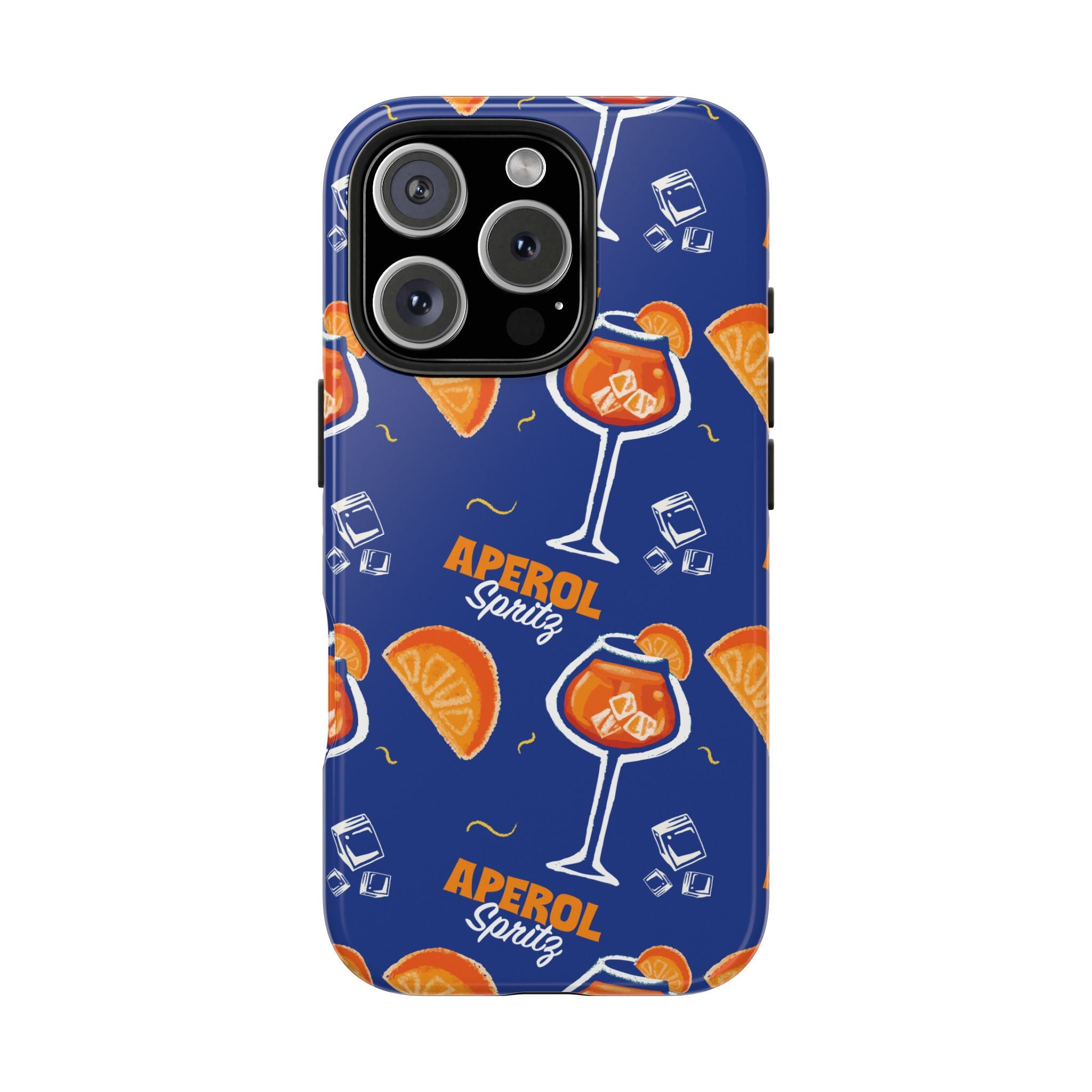Aperol Spritz Tough Phone Case — Blue Cocktail Pattern Protective Cover