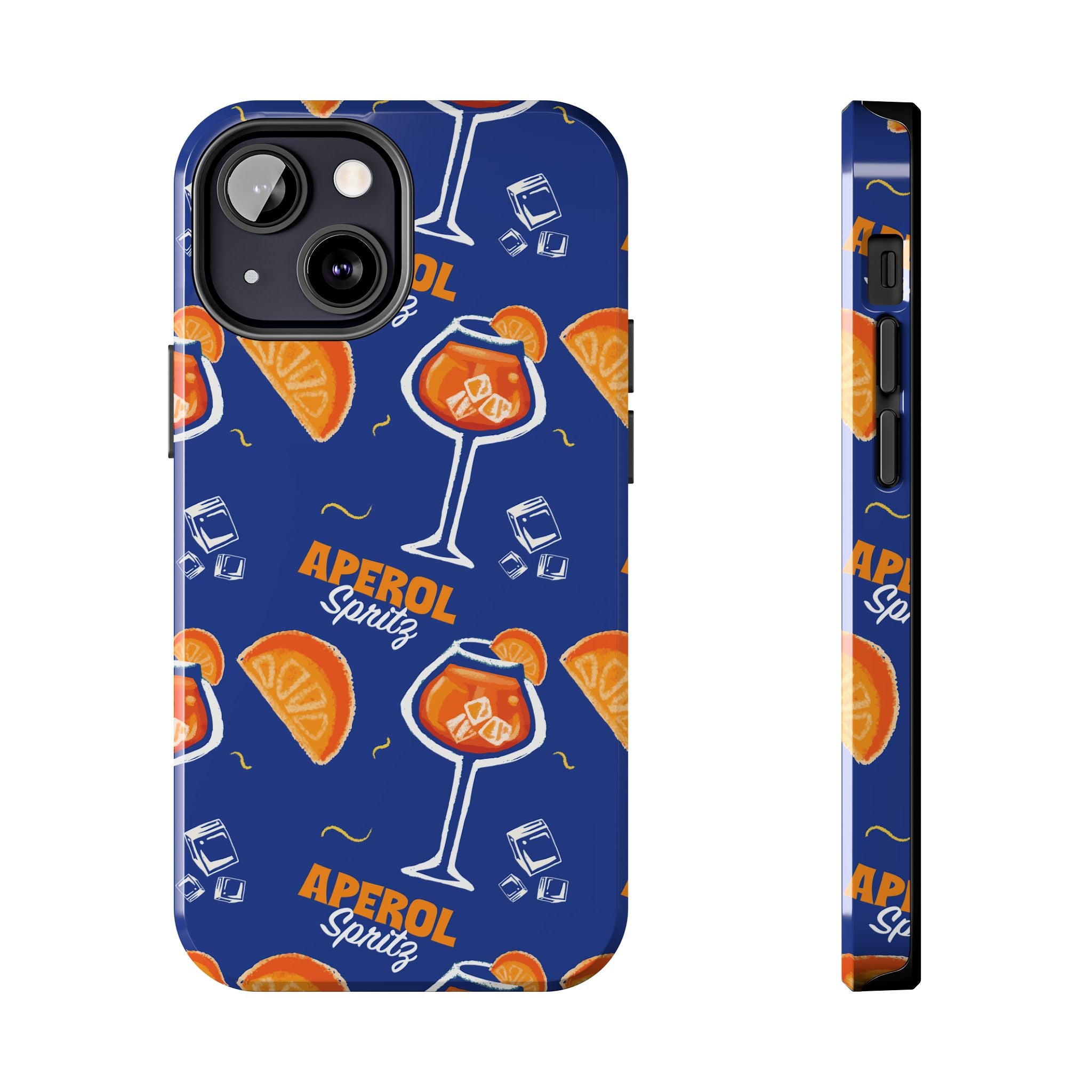 Aperol Spritz Tough Phone Case — Blue Cocktail Pattern Protective Cover