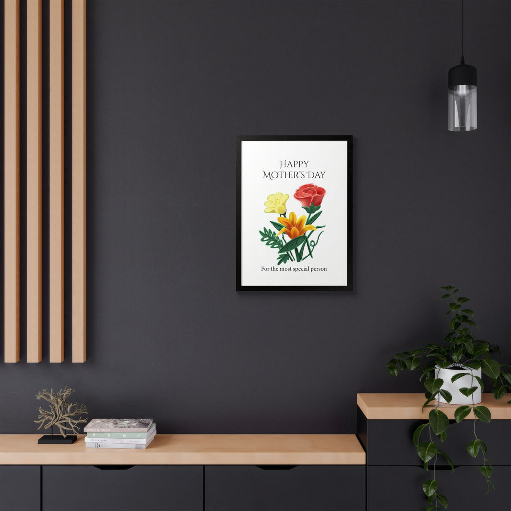 Mother’s Day Framed Floral Poster – Happy Mother’s Day Wall Art for Mom | Floral Gift Decor