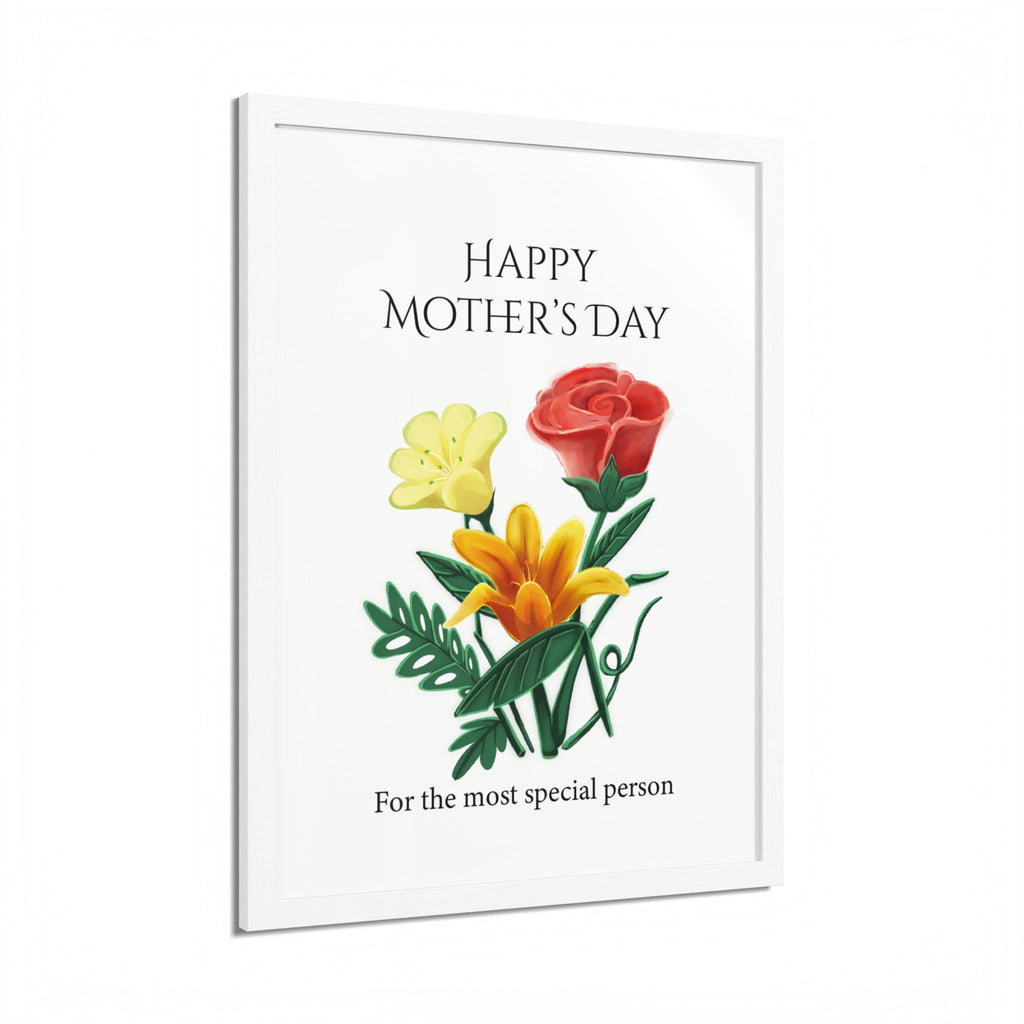 Mother’s Day Framed Floral Poster – Happy Mother’s Day Wall Art for Mom | Floral Gift Decor