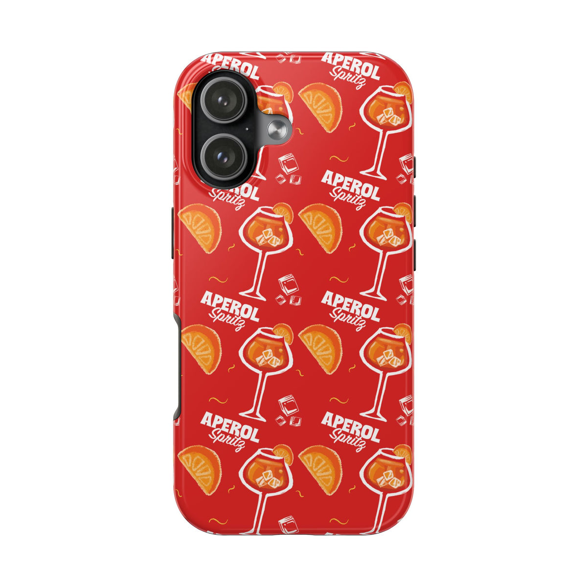 Aperol Spritz Tough Phone Case — Red Cocktail Pattern Protective Cover
