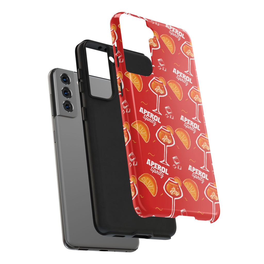 Aperol Spritz Tough Phone Case — Red Cocktail Pattern Protective Cover