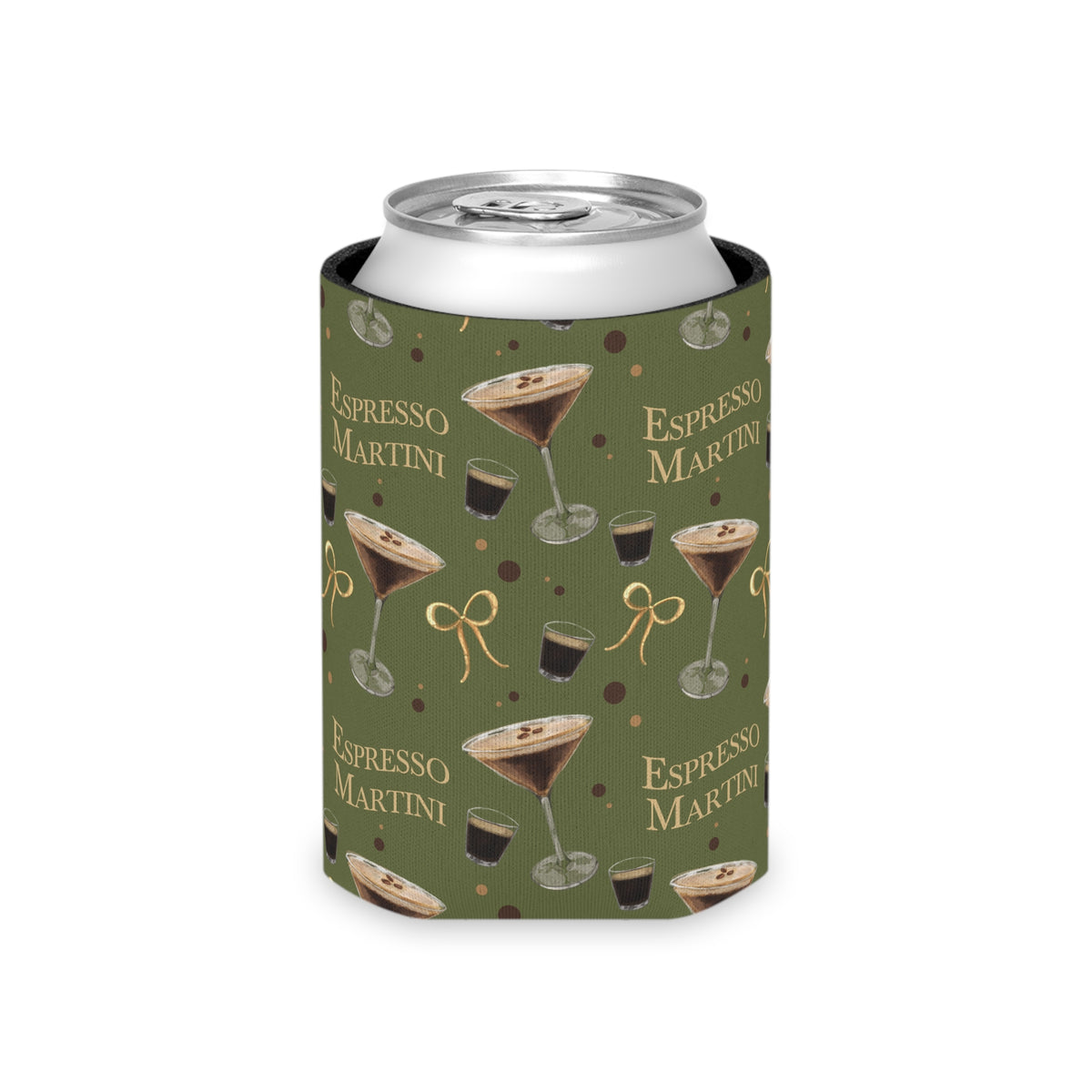 Espresso Martini Can Cooler — Olive Green Espresso Collection Inspired Design
