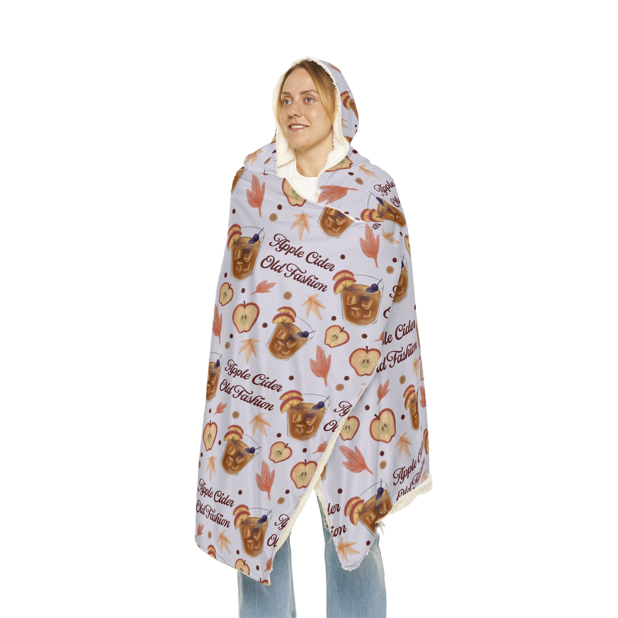 Apple Cider Old Fashion Hooded Throw Blanket – Light Violet Apple Cider Collection Inspired Design