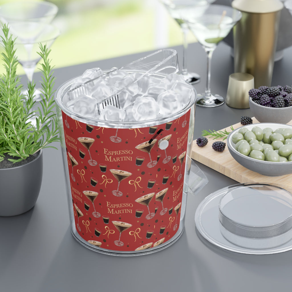 Espresso Martini Ice Bucket with Tongs — Red Espresso Collection Inspired Design