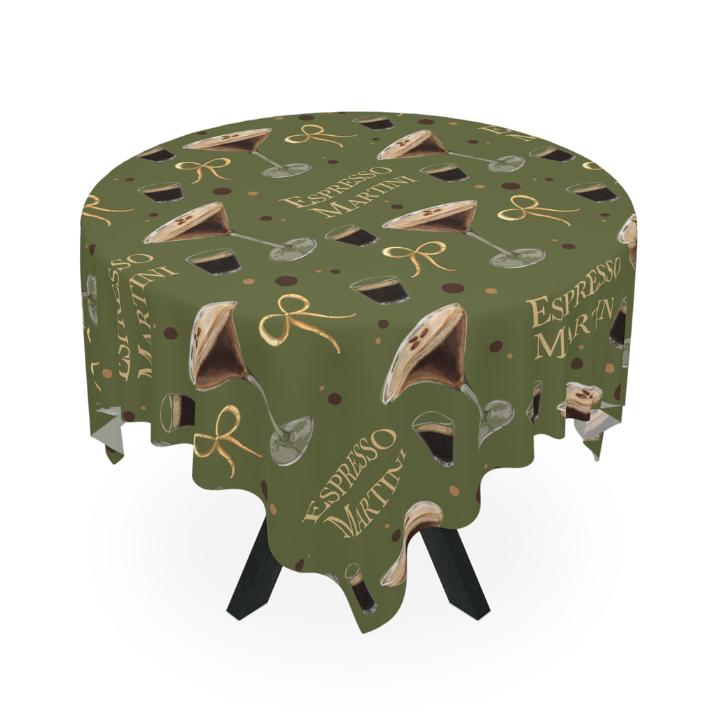 Espresso Martini Tablecloth – Olive Green Espresso Collection Inspired Design