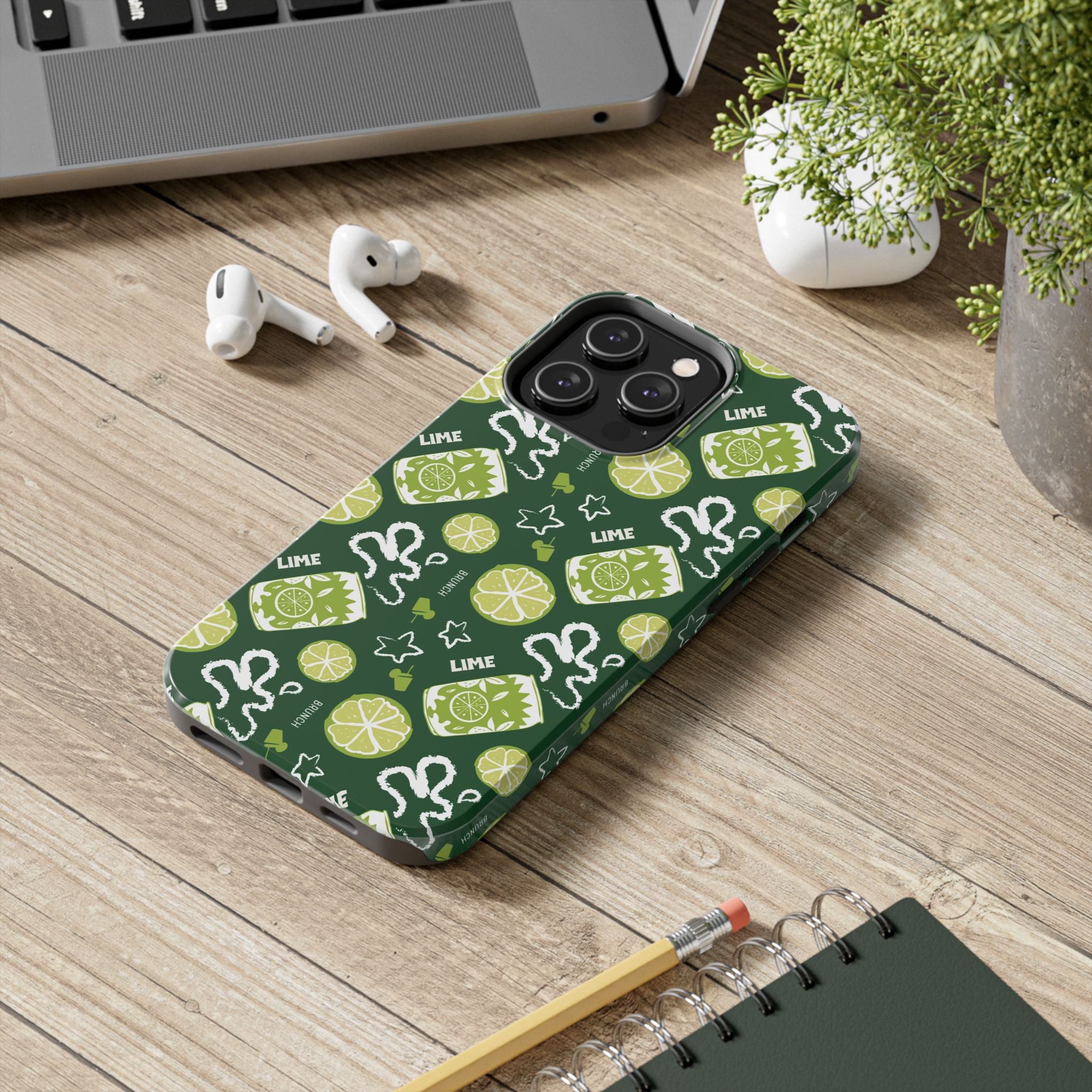 Lime Brunch Fruit Collection Tough Phone Case — Green Aperol Inspired Design