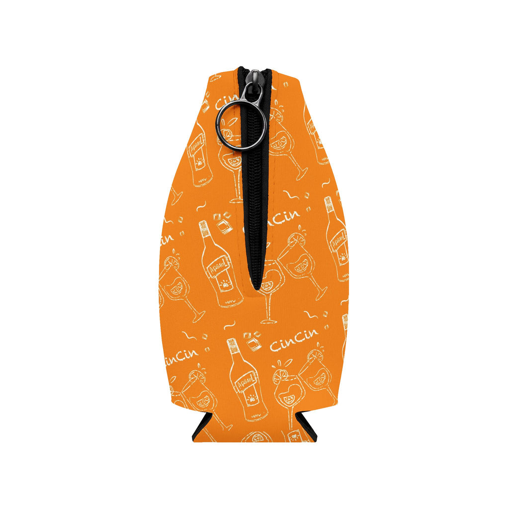Cin Cin Zip-Up Bottle Cooler Sleeve - Orange Cin Cin Collection Inspired Design