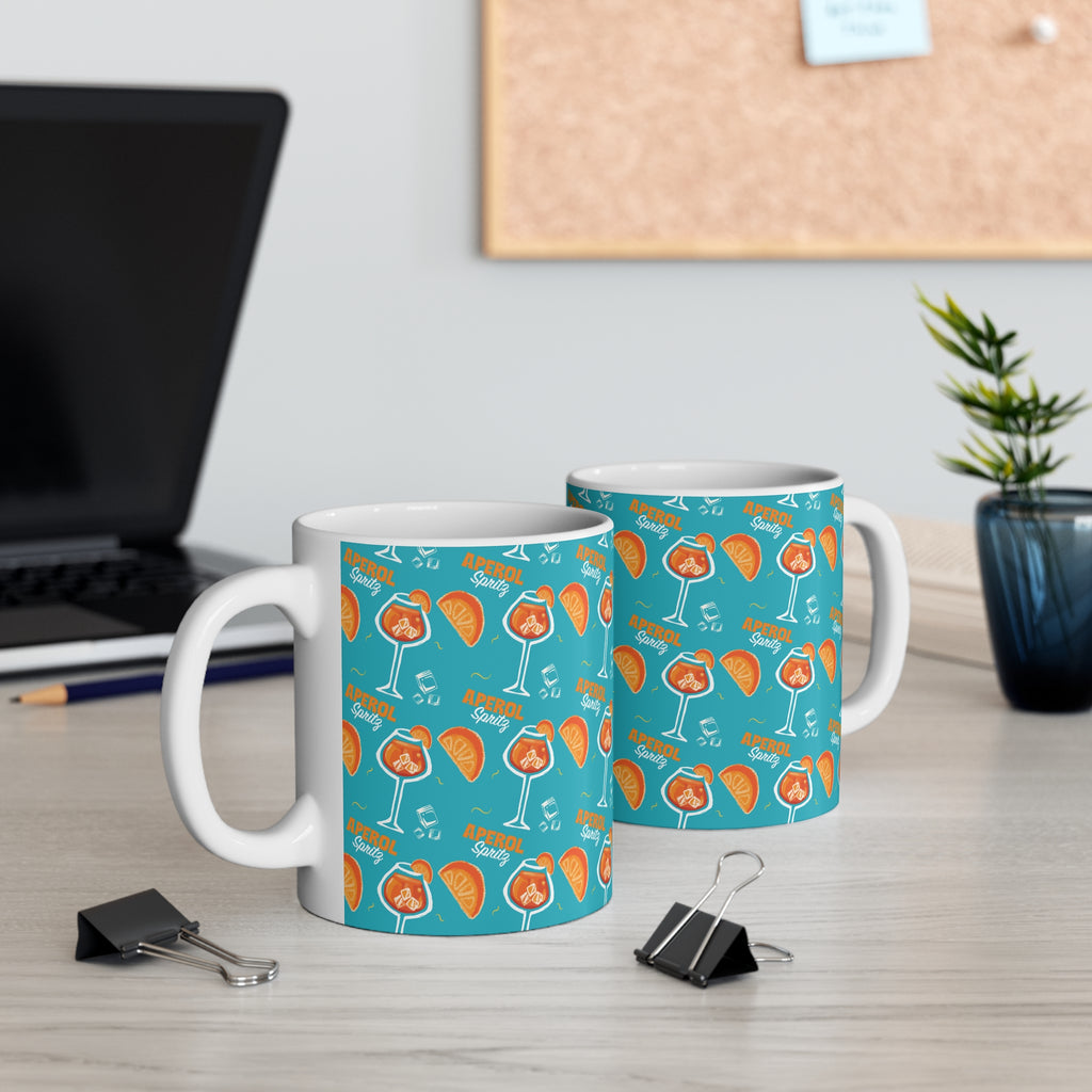 Aperol Spritz 11oz Coffee Mug — Turquoise Spritz Collection Inspired Design