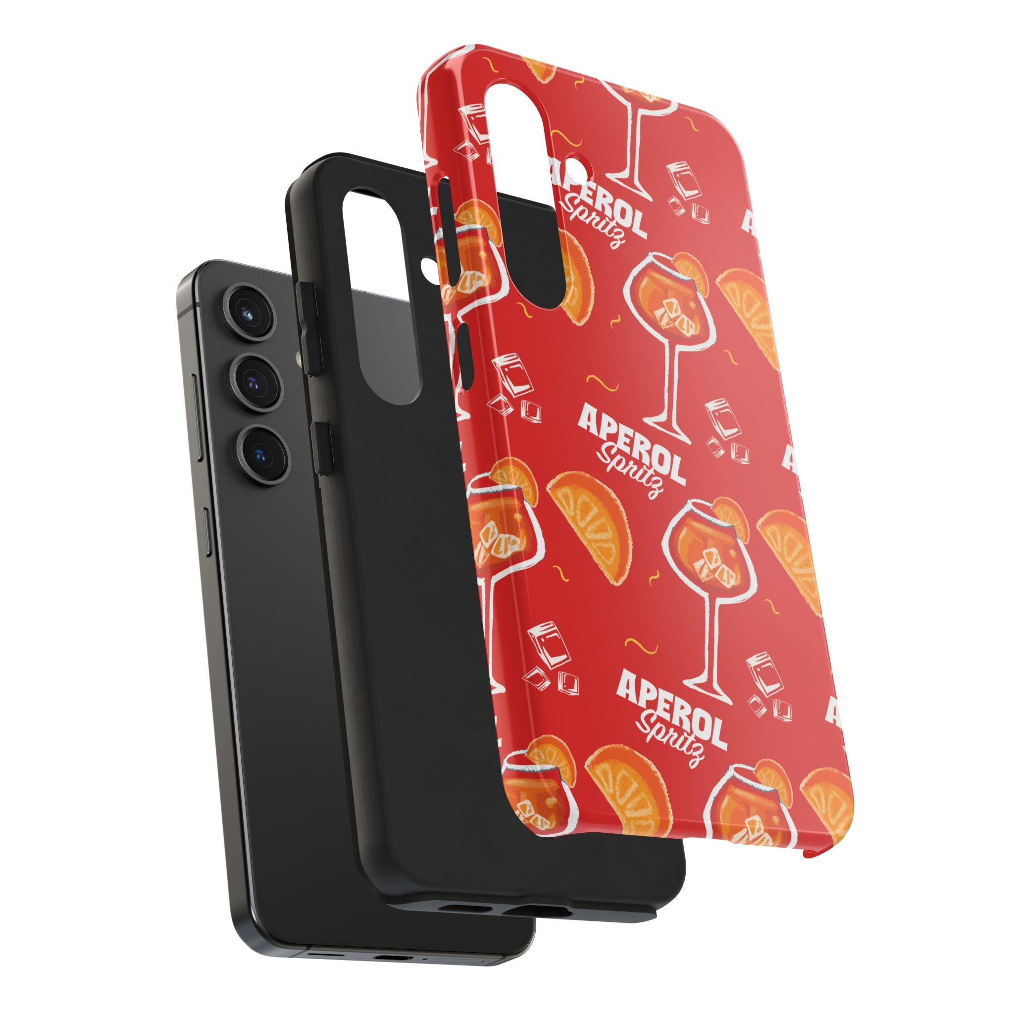 Aperol Spritz Tough Phone Case — Red Cocktail Pattern Protective Cover