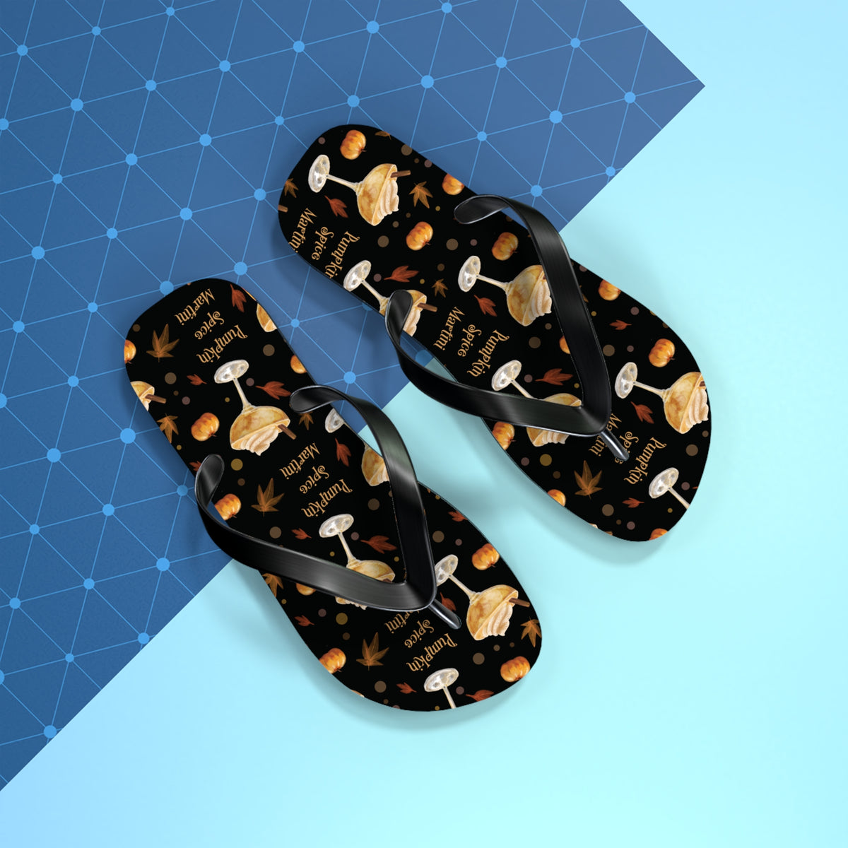 Pumpkin Spice Martini Flip Flops — Black Pumpkin Collection Inspired Design
