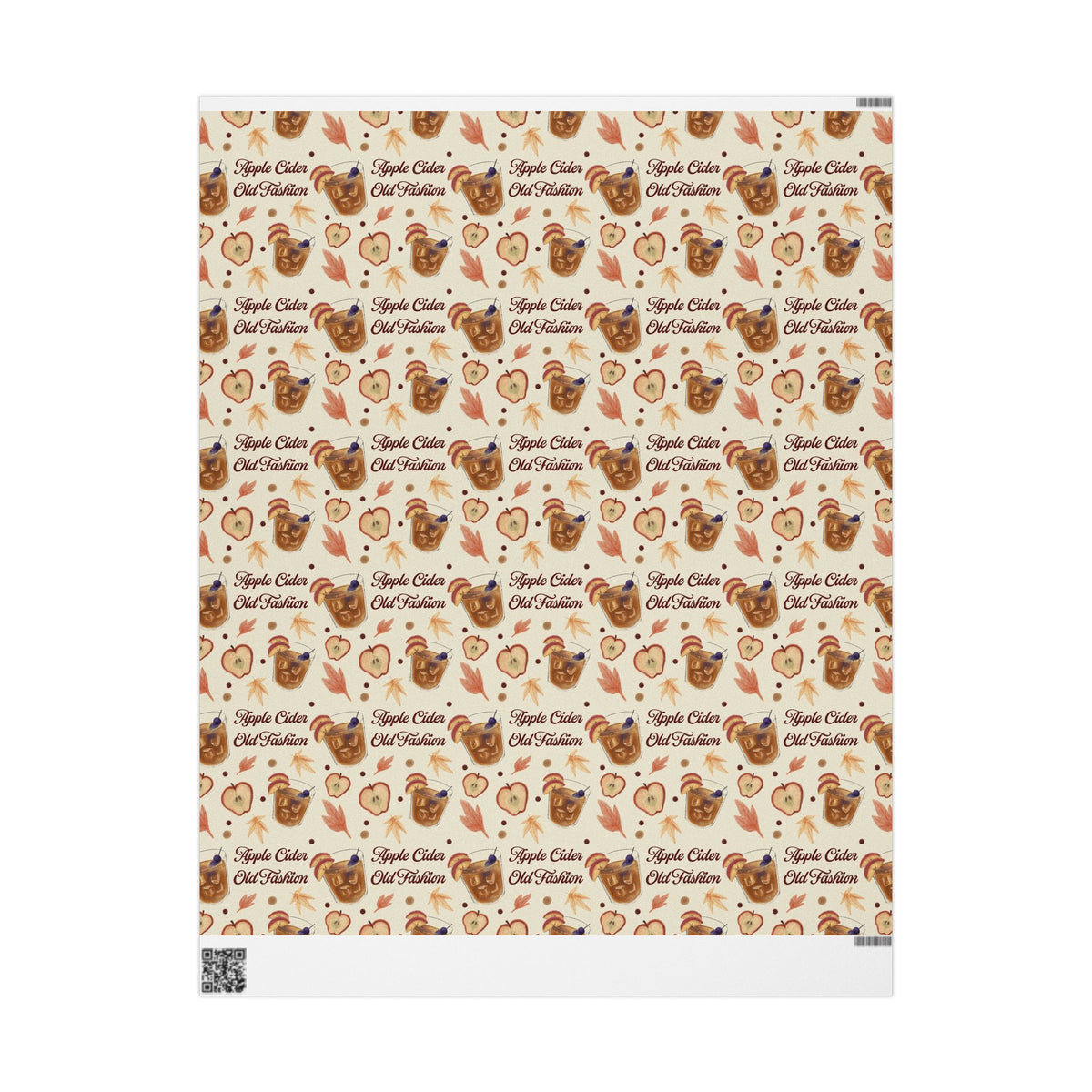 Apple Cider Old Fashioned Wrapping Paper Roll — Beige Apple Cider Collection Inspired Design