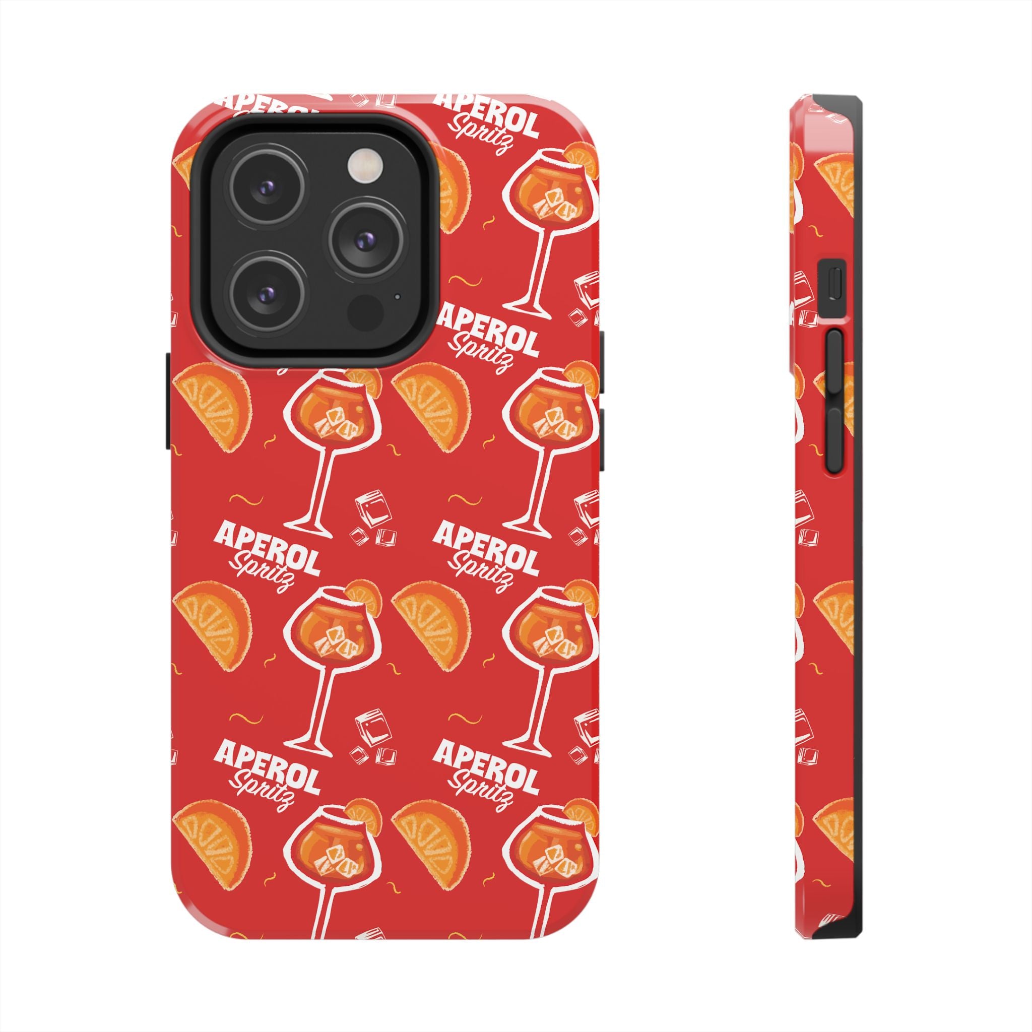 Aperol Spritz Tough Phone Case — Red Cocktail Pattern Protective Cover