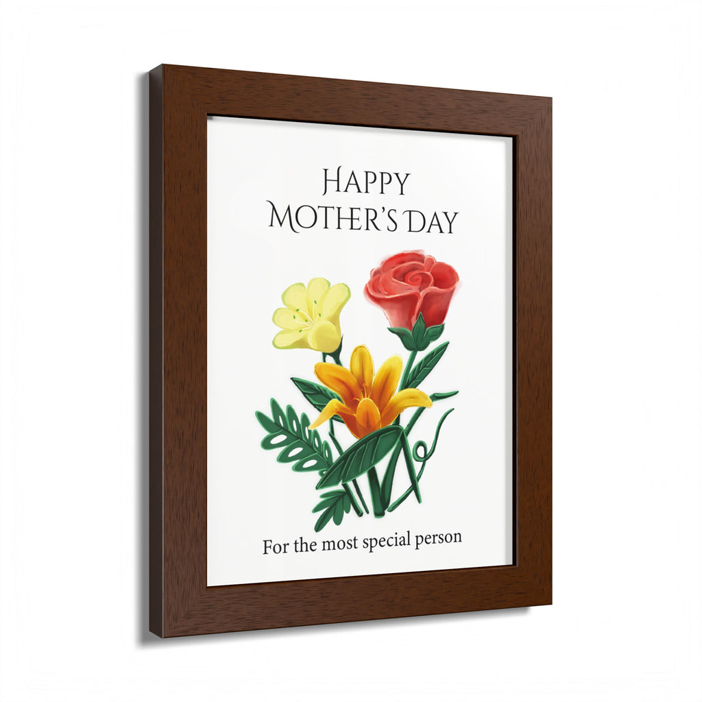 Mother’s Day Framed Floral Poster – Happy Mother’s Day Wall Art for Mom | Floral Gift Decor