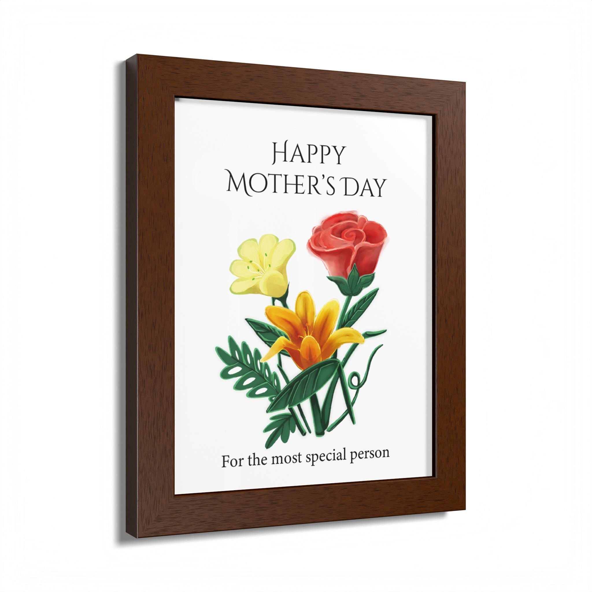 Mother’s Day Framed Floral Poster – Happy Mother’s Day Wall Art for Mom | Floral Gift Decor