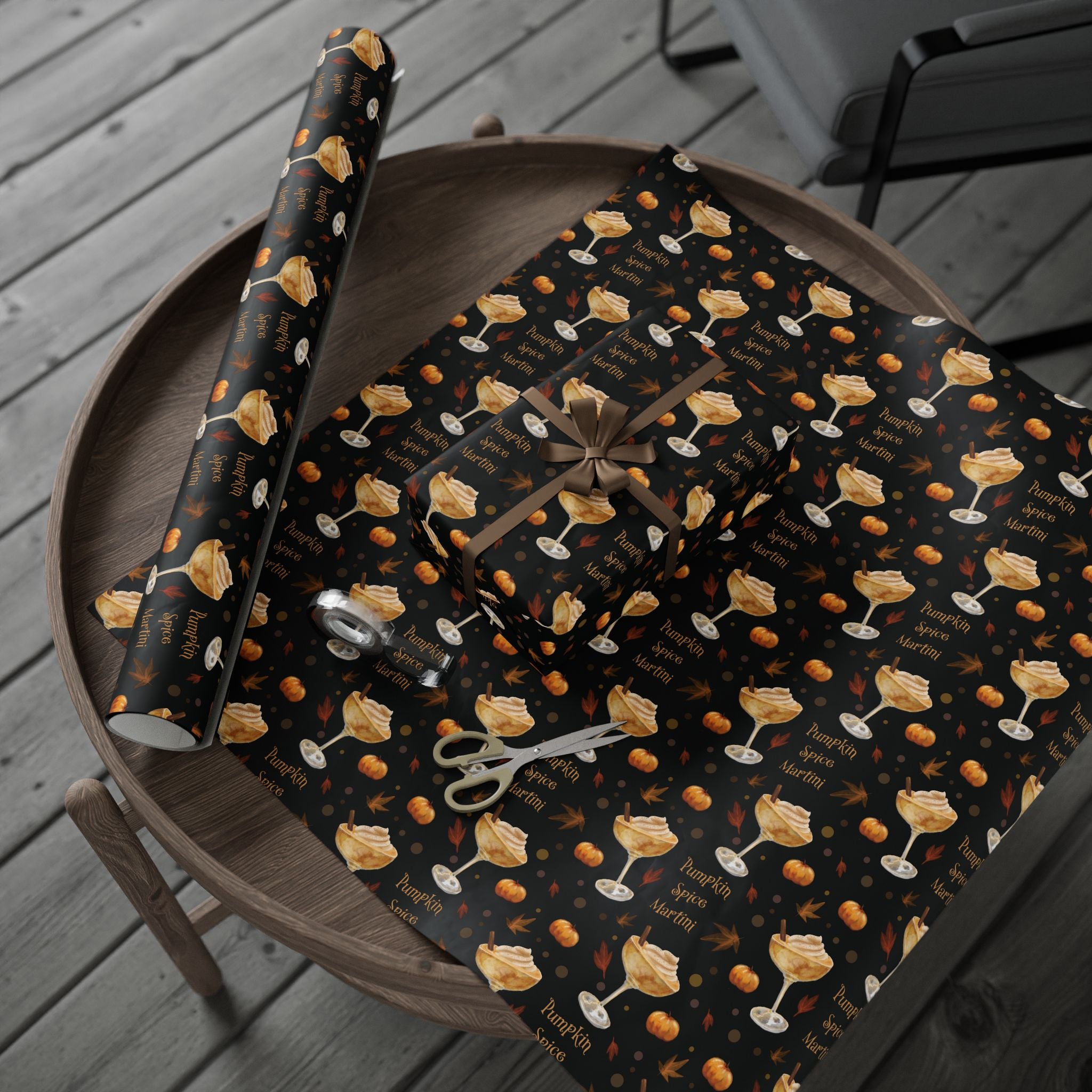 Pumpkin Spice Martini Wrapping Paper Roll – Black Pumpkin Collection Inspired Design