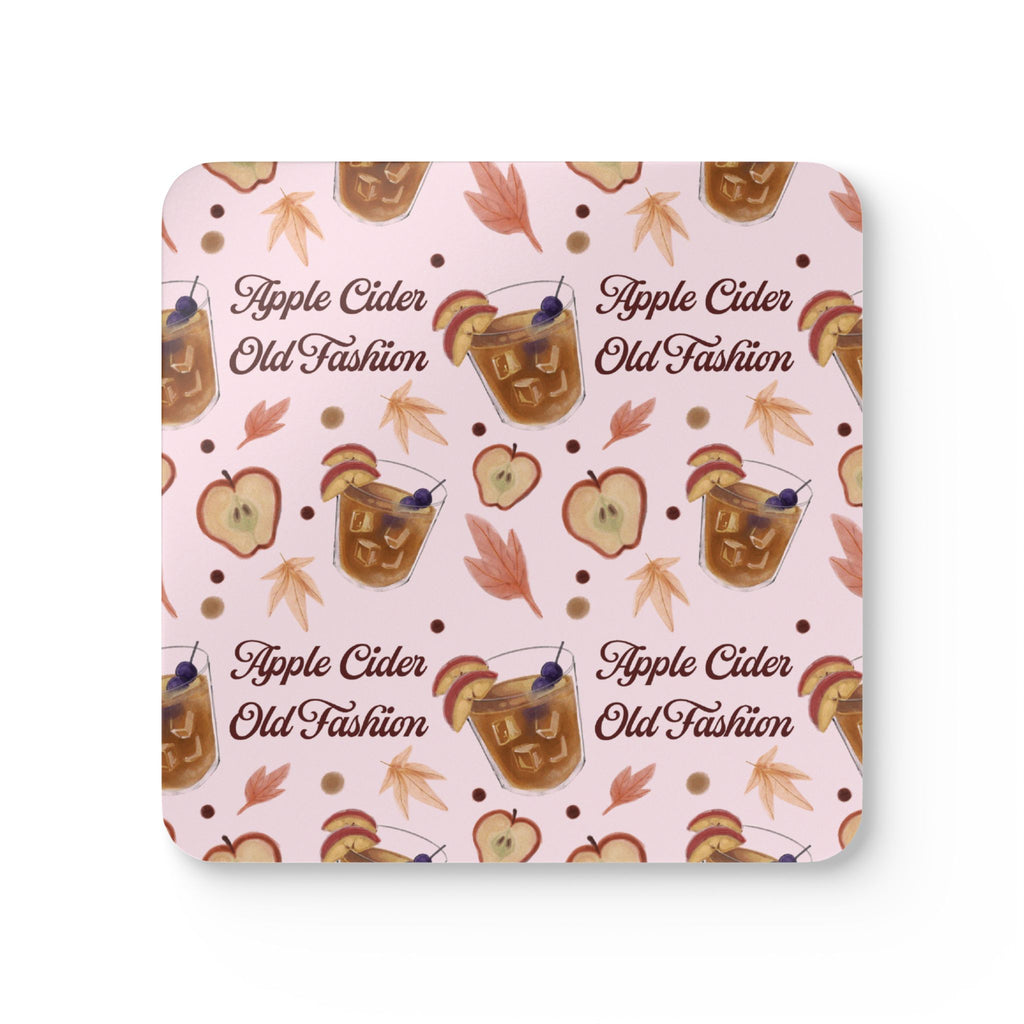 Apple Cider Old Fashioned Cork Coaster Set of 4 — Light Pink Apple Cider Collection Inspired Design