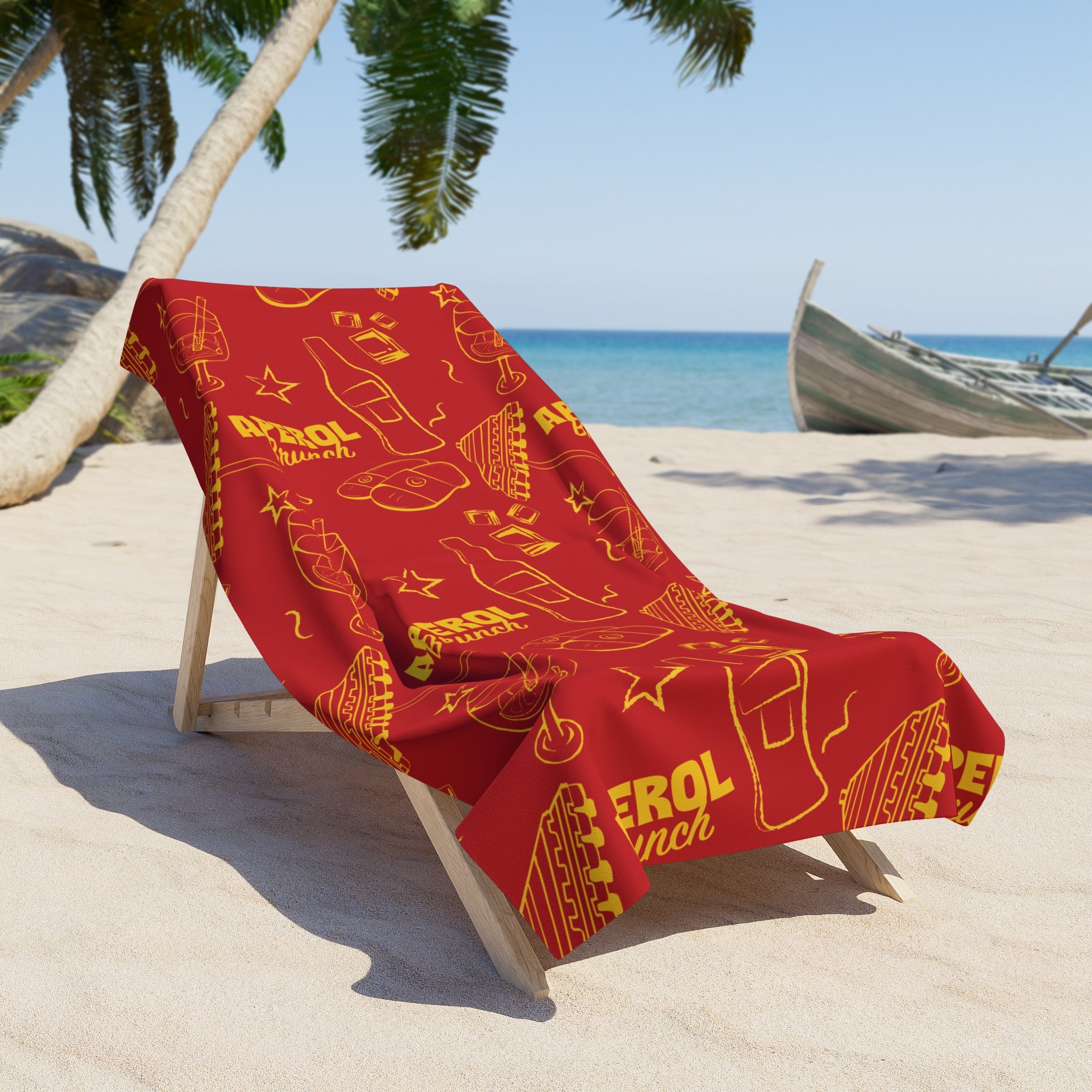 Aperol Brunch Beach Towel – Red Aperol Inspired Design