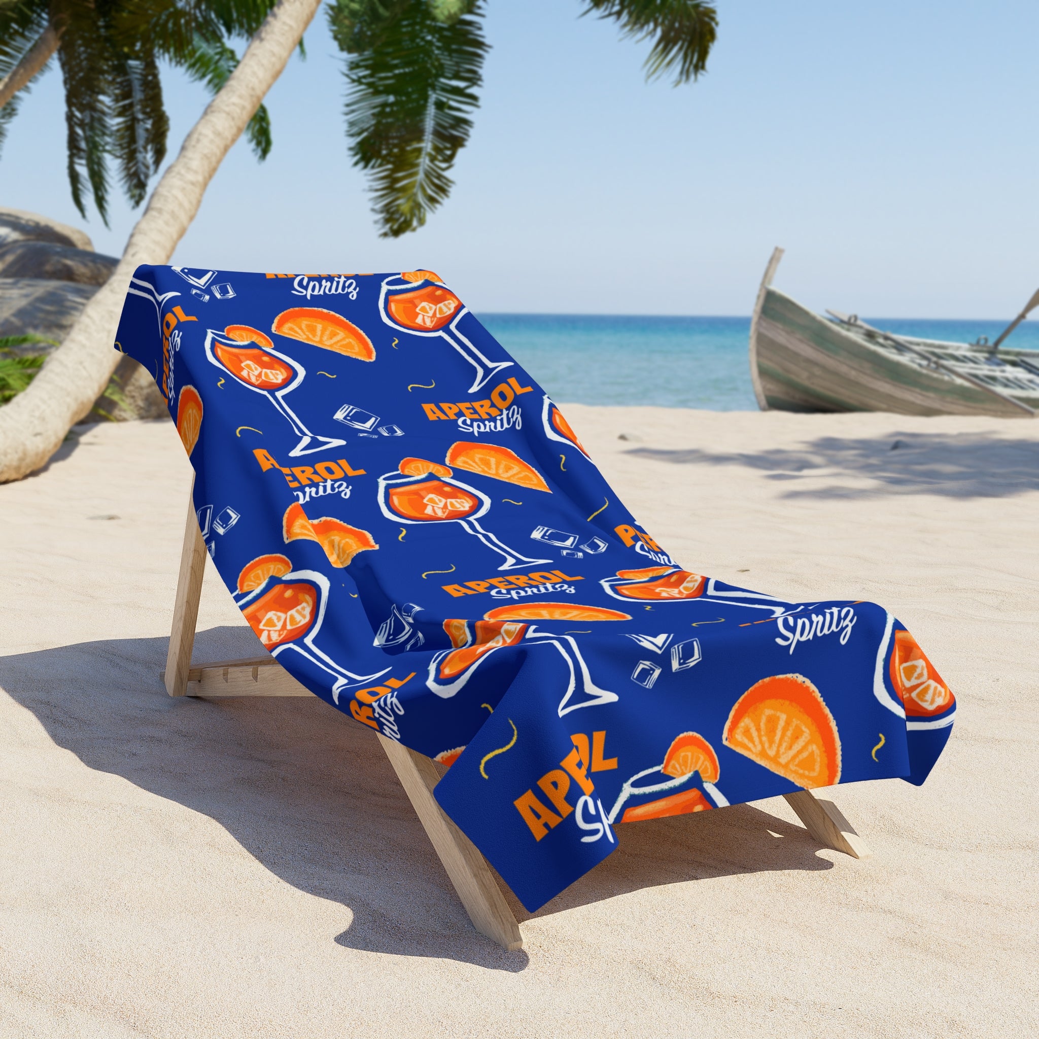 Aperol Spritz Pattern Beach Towel — Citrus Summer Towel