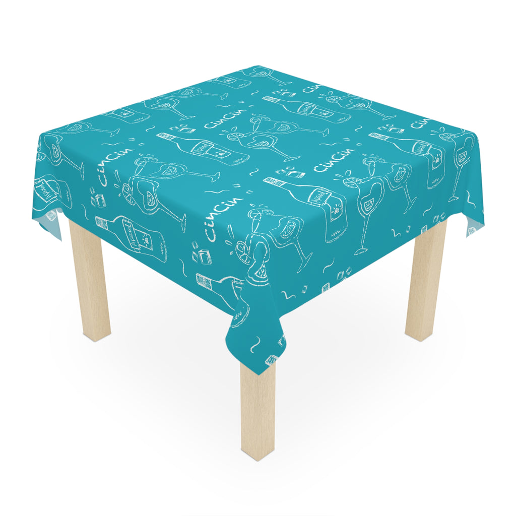 Cin Cin Tablecloth — Turquoise Cin Cin Brunch Inspired Design