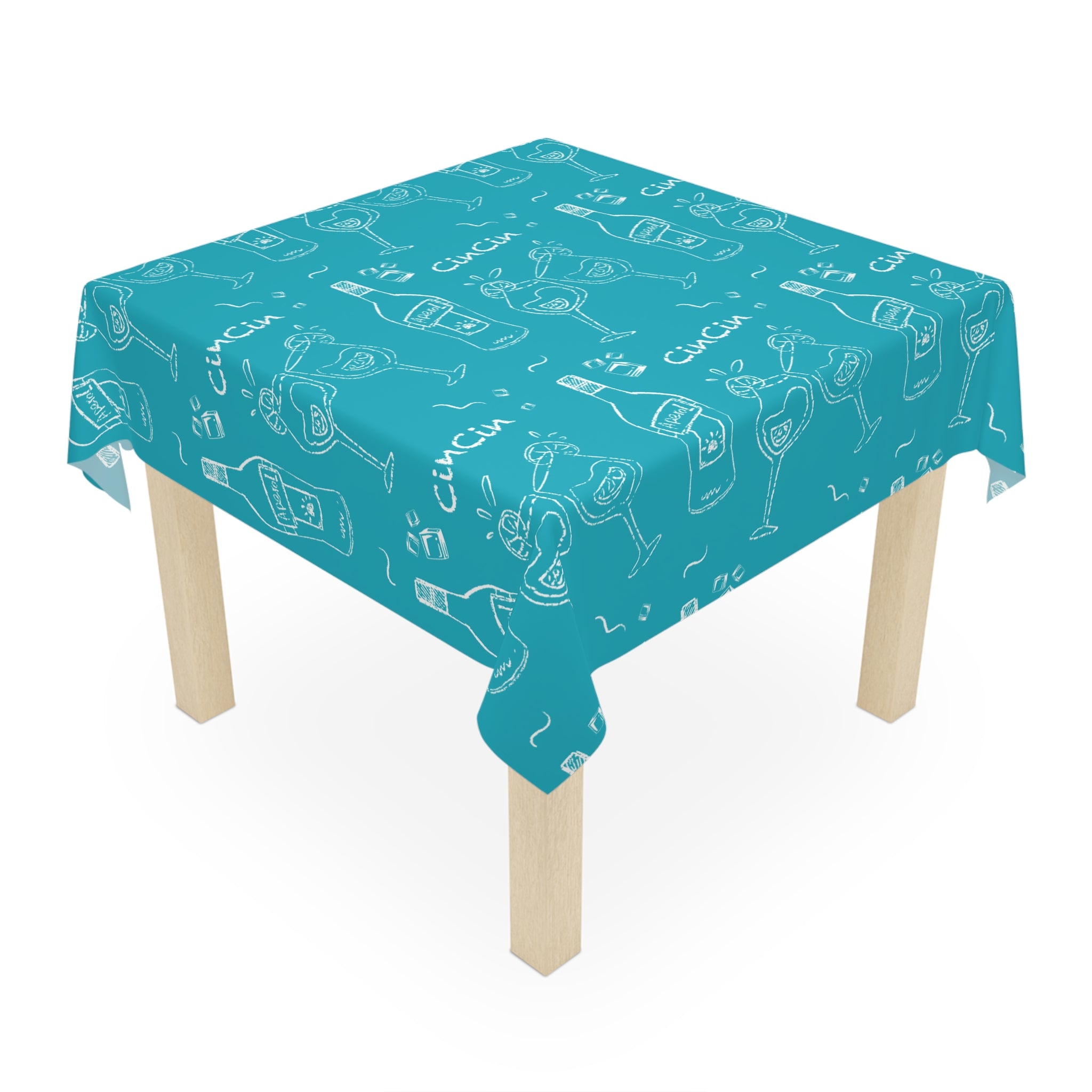 Cin Cin Tablecloth — Turquoise Cin Cin Brunch Inspired Design