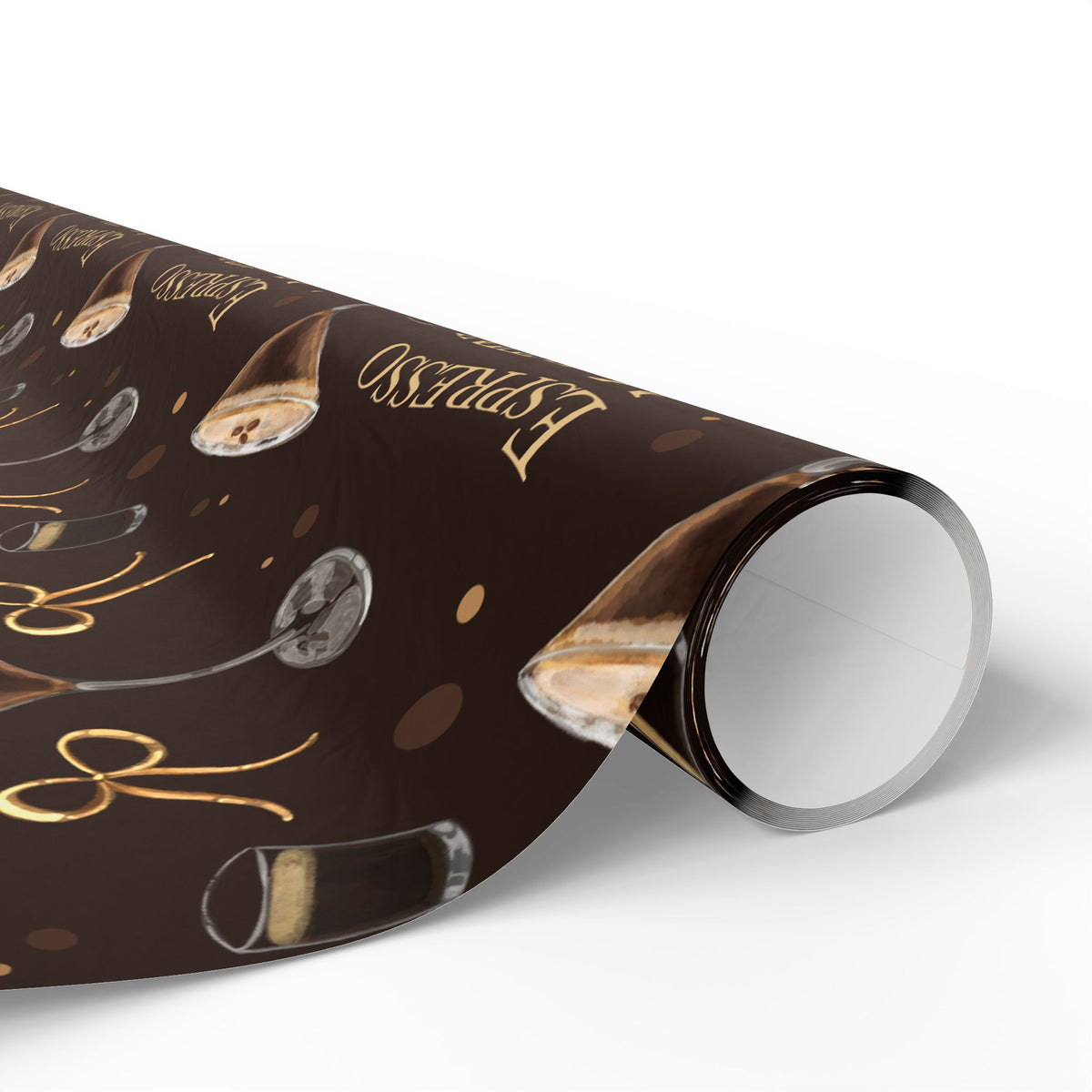 Espresso Martini Wrapping Paper Roll — Dark Brown Espresso Collection Inspired Design