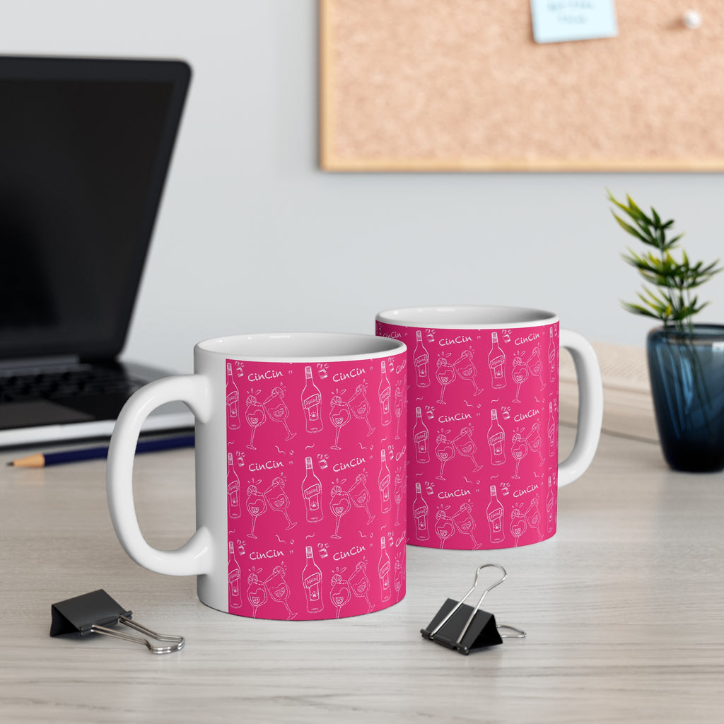 Cin Cin 11oz Coffee Mug — Pink Cin Cin Collection Inspired Design
