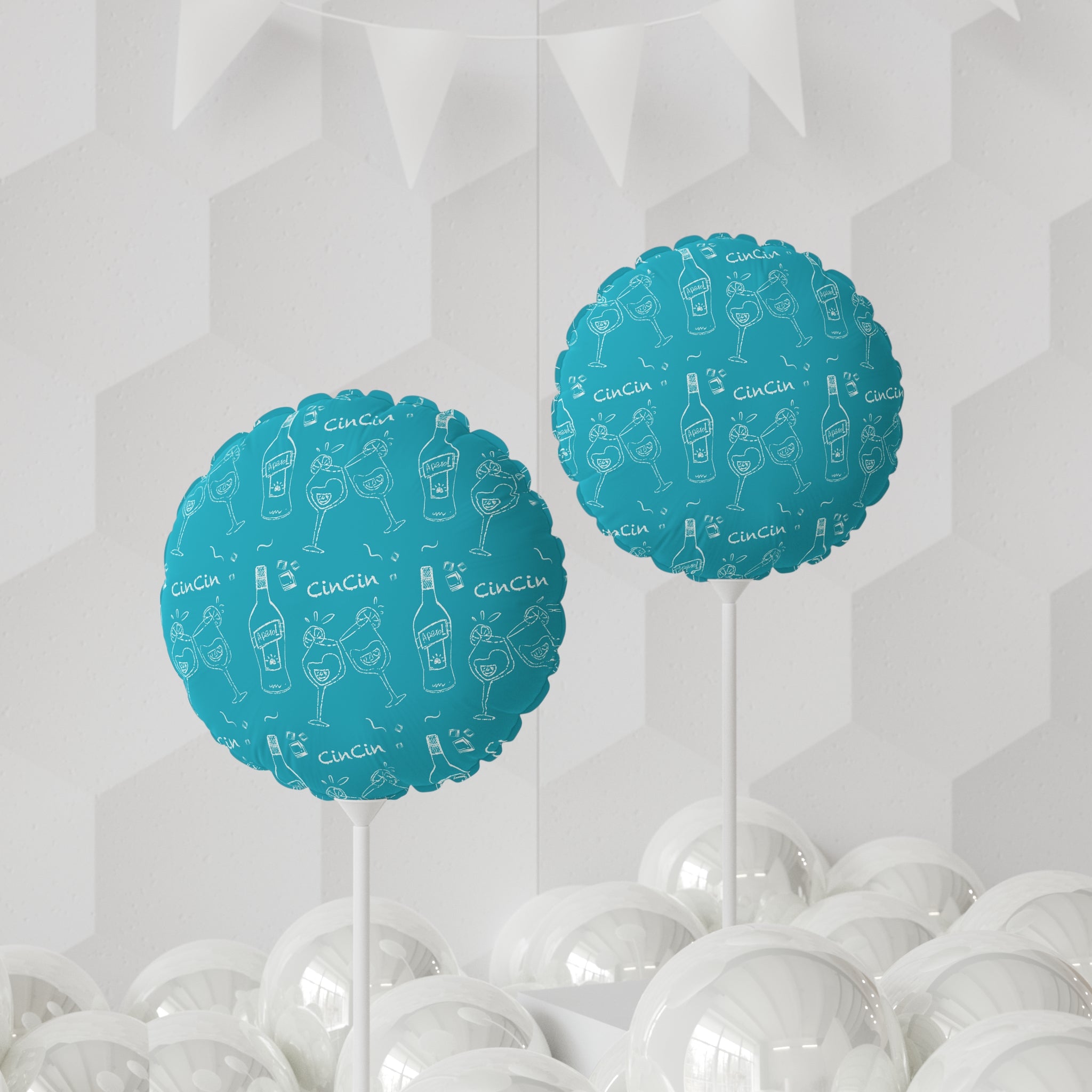 Cin Cin 11" Round Balloon — Turquoise Cin Cin Brunch Collection Inspired Design