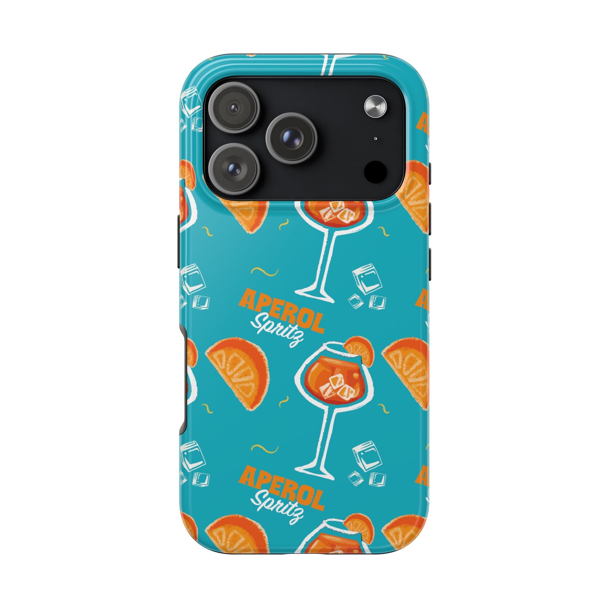 Aperol Spritz Tough Phone Case — Turquoise Cocktail Pattern Protective Cover