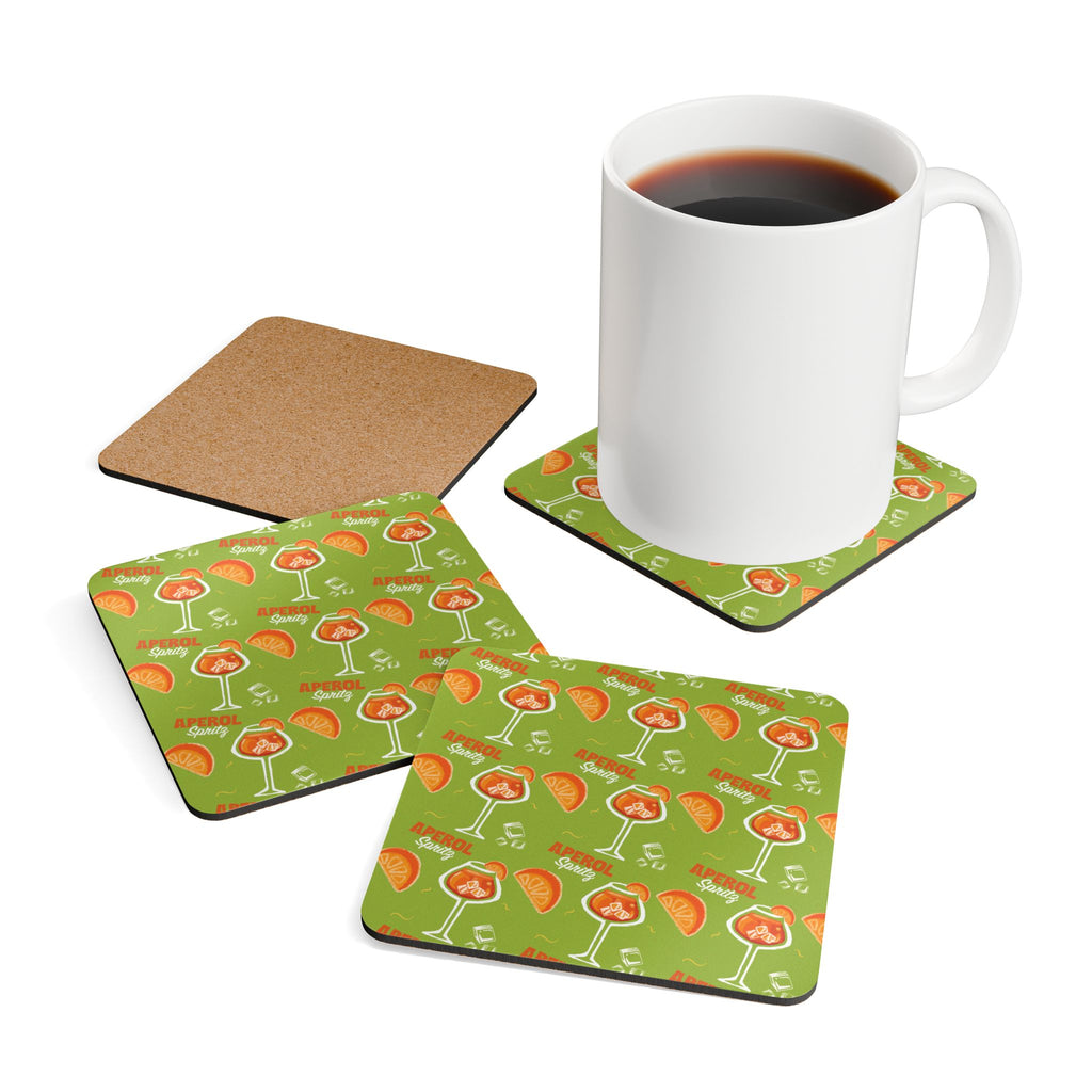 Aperol Spritz Corkwood Coaster Set (4-Pack) – Green Spritz Collection Inspired Design