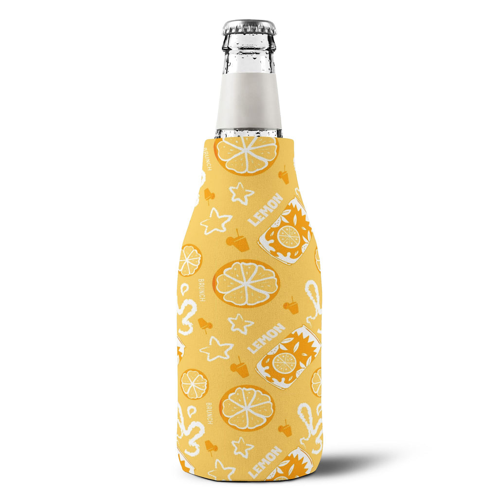 Lemon Fruit Brunch Zip-Up Bottle Cooler Sleeve — Lemon Brunch Collection Inspired Design
