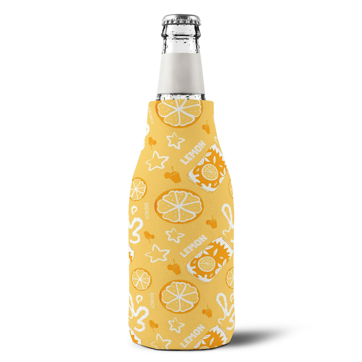 Lemon Fruit Brunch Zip-Up Bottle Cooler Sleeve — Lemon Brunch Collection Inspired Design