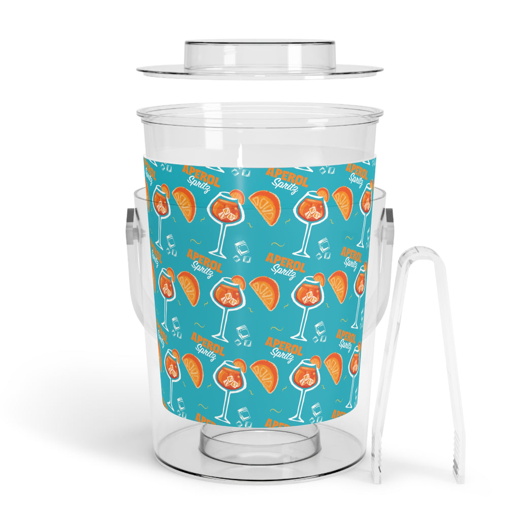 Aperol Spritz Ice Bucket with Tongs — Turquoise Spritz Collection Inspired Design