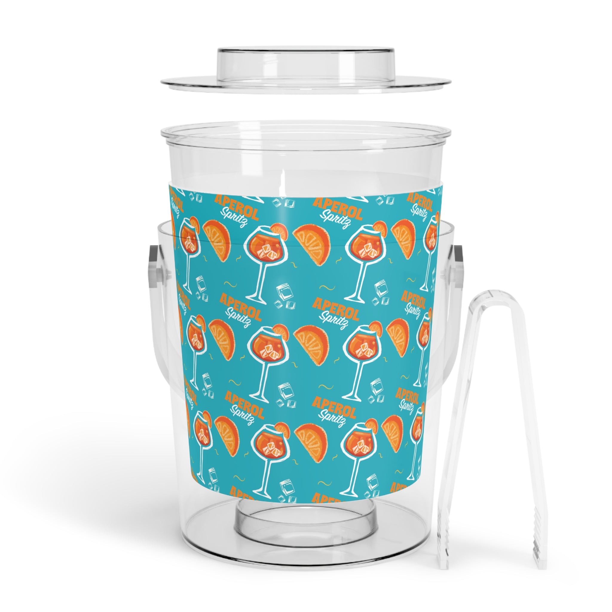 Aperol Spritz Ice Bucket with Tongs — Turquoise Spritz Collection Inspired Design