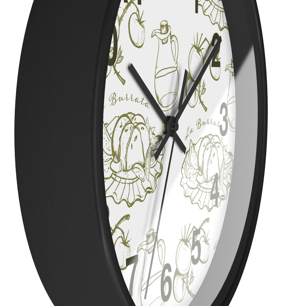 10" Italian Kitchen Wall Clock - Burrata & Olive Oil Design