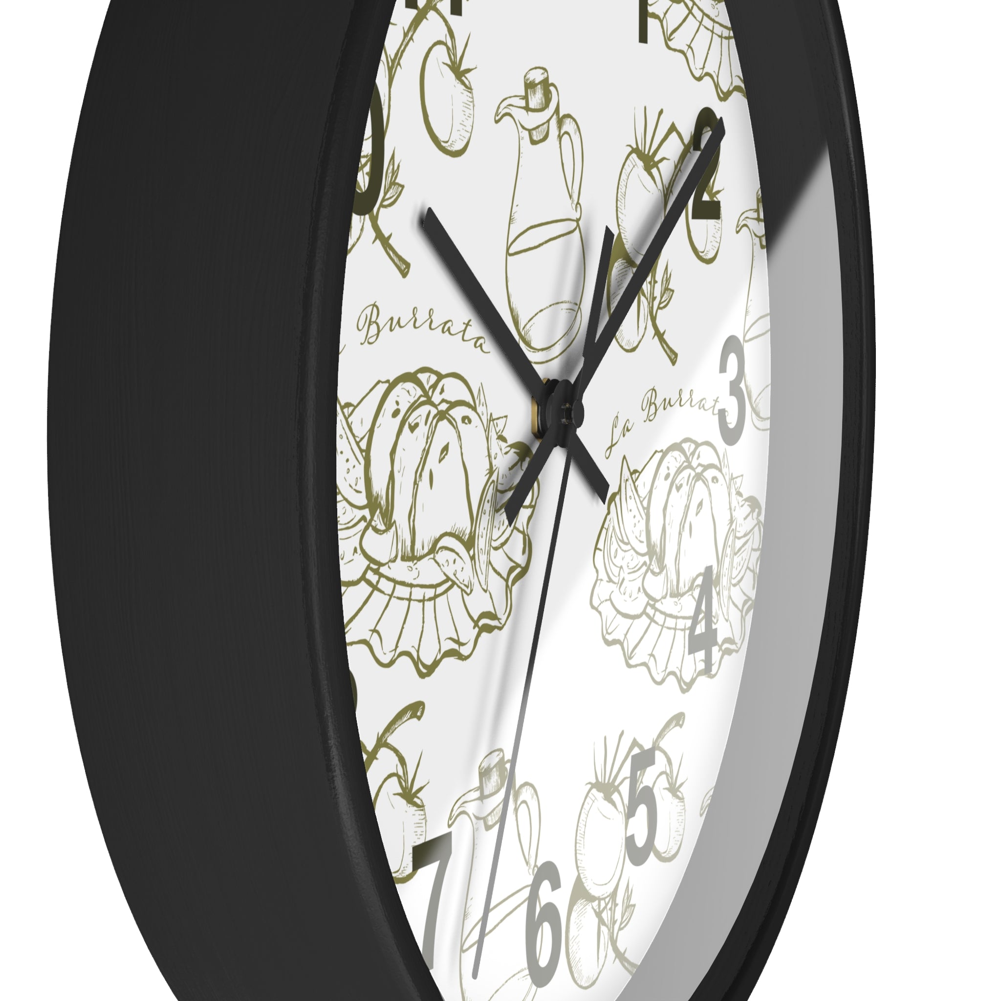 10" Italian Kitchen Wall Clock - Burrata & Olive Oil Design