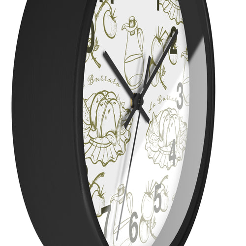 10" Italian Kitchen Wall Clock - Burrata & Olive Oil Design