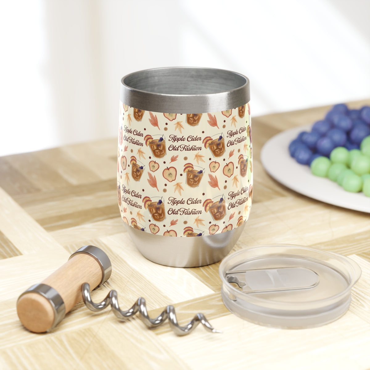 Apple Cider Old Fashioned Wine Tumbler  — Beige Apple Cider Collection Inspired Design