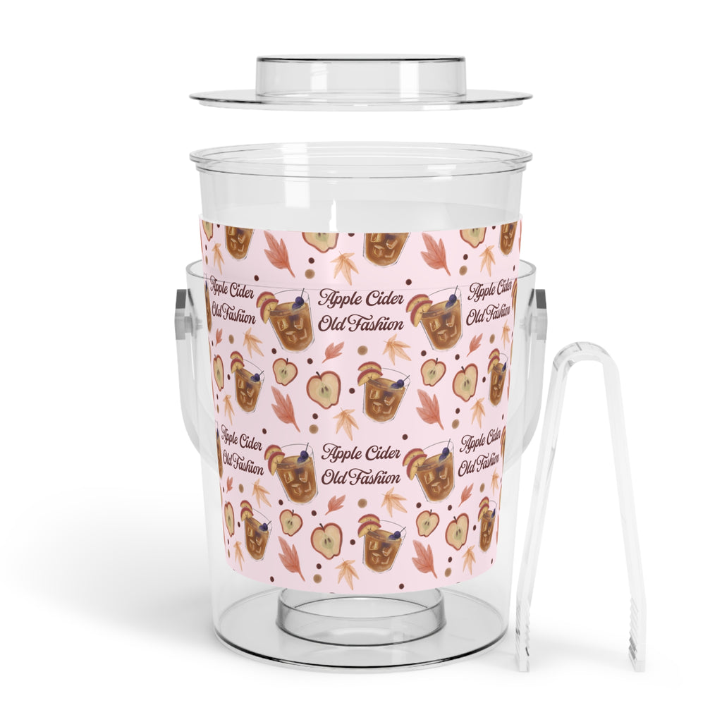 Apple Cider Old Fashioned Ice Bucket with Tongs  — Light Pink Apple Cider Collection Inspired Design