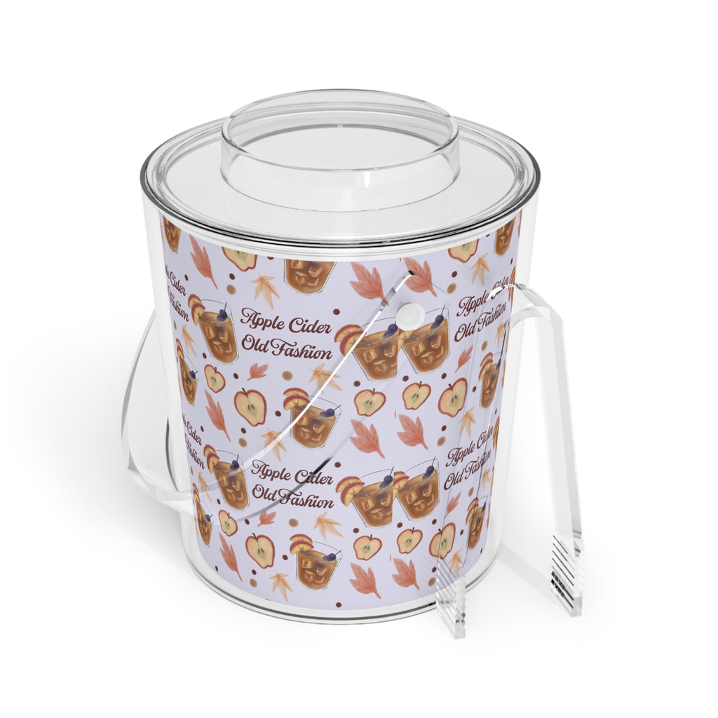 Apple Cider Old Fashioned Ice Bucket with Tongs  — Light Violet Apple Cider Collection Inspired Design