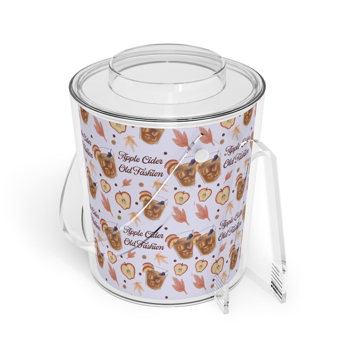 Apple Cider Old Fashioned Ice Bucket with Tongs  — Light Violet Apple Cider Collection Inspired Design