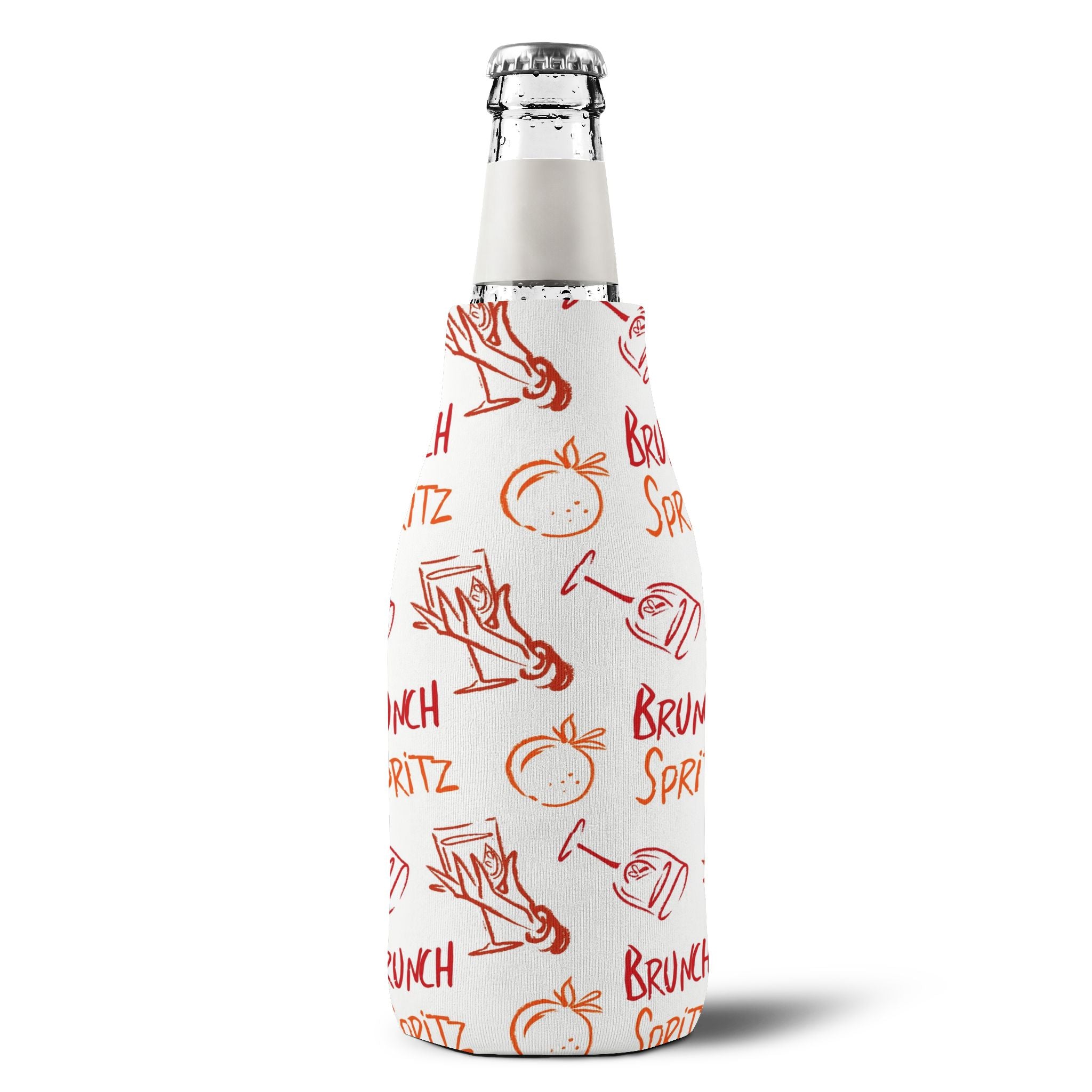 Brunch Spritz Zip-Up Bottle Cooler Sleeve - White Brunch Collection Inspired Design
