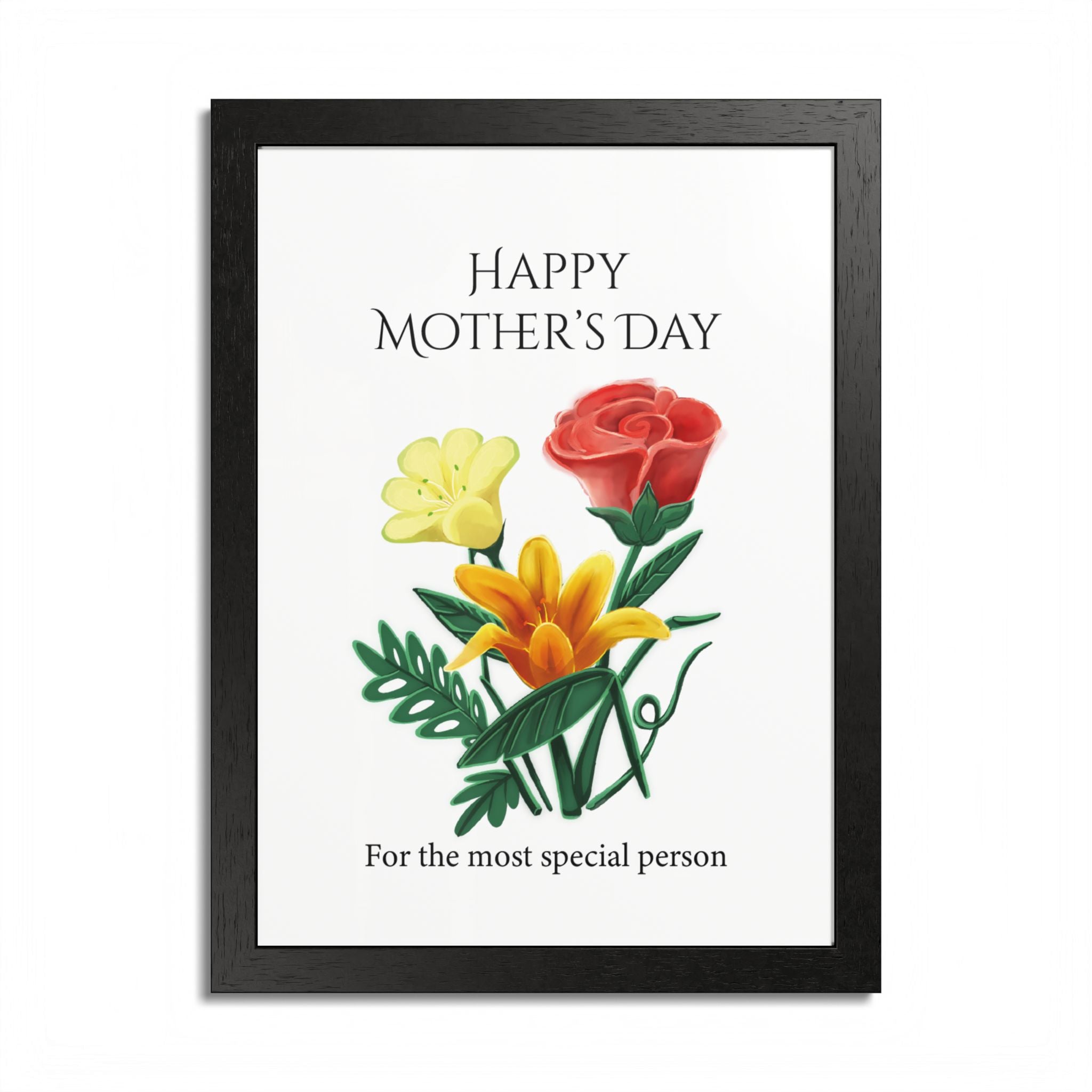 Mother’s Day Framed Floral Poster – Happy Mother’s Day Wall Art for Mom | Floral Gift Decor