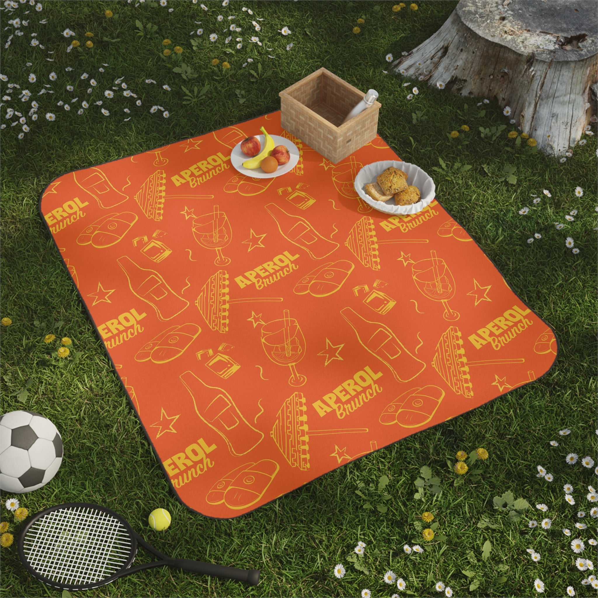 Aperol Brunch Picnic Blanket — Orange Aperol Inspired Design