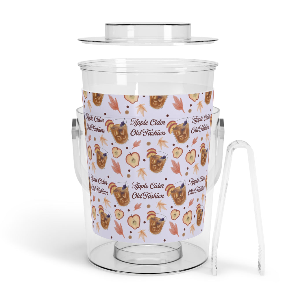 Apple Cider Old Fashioned Ice Bucket with Tongs  — Light Violet Apple Cider Collection Inspired Design