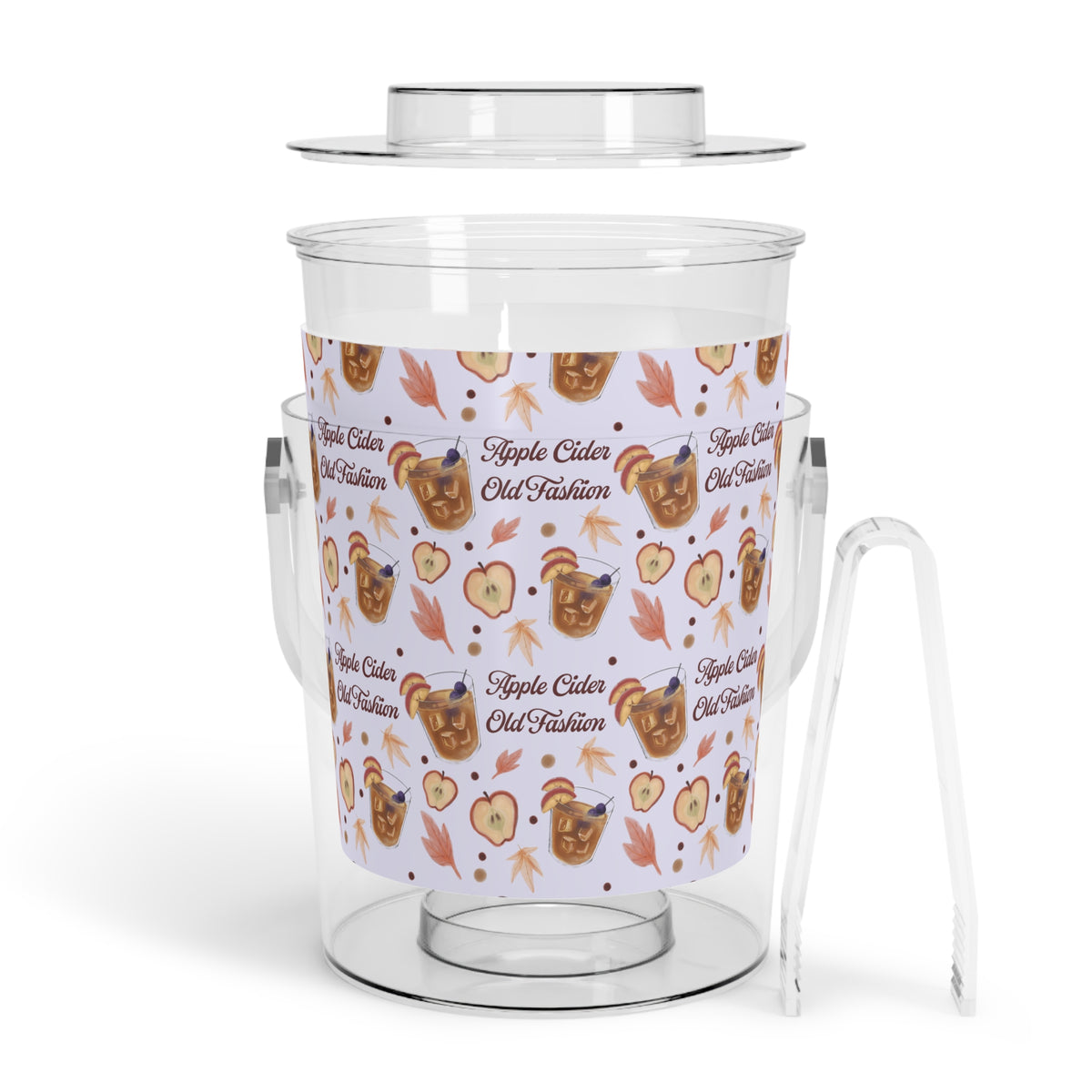 Apple Cider Old Fashioned Ice Bucket with Tongs  — Light Violet Apple Cider Collection Inspired Design