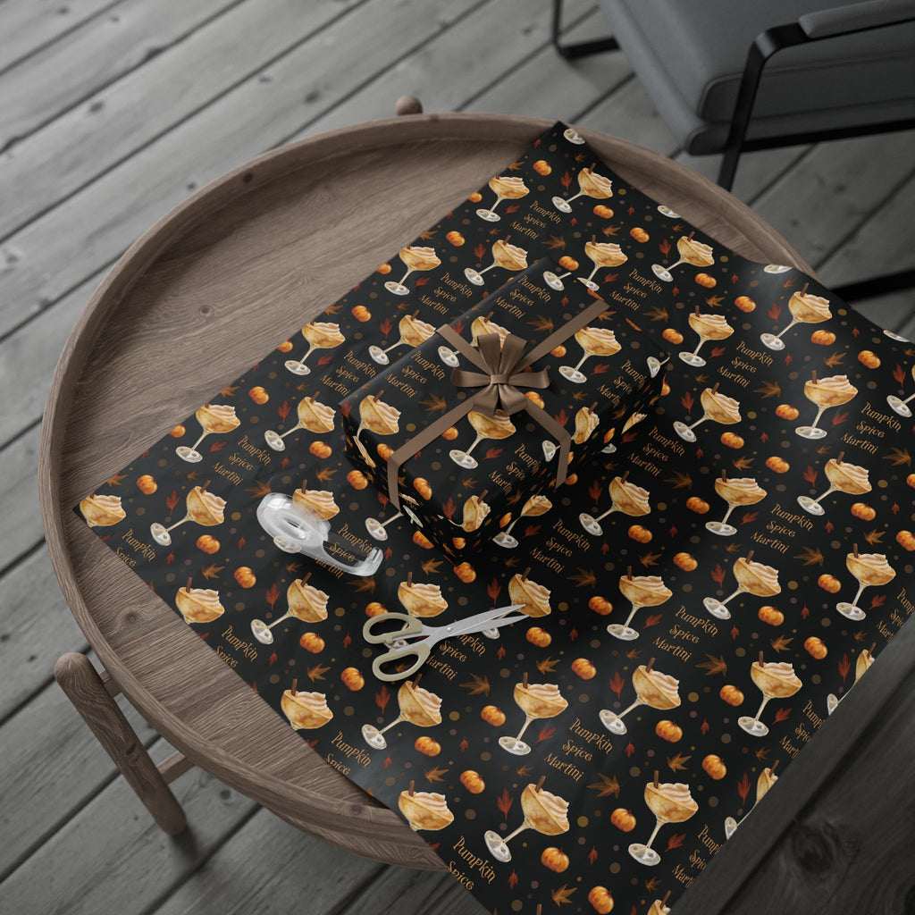 Pumpkin Spice Martini Wrapping Paper Roll – Black Pumpkin Collection Inspired Design