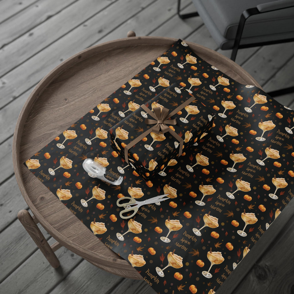 Pumpkin Spice Martini Wrapping Paper Roll – Black Pumpkin Collection Inspired Design