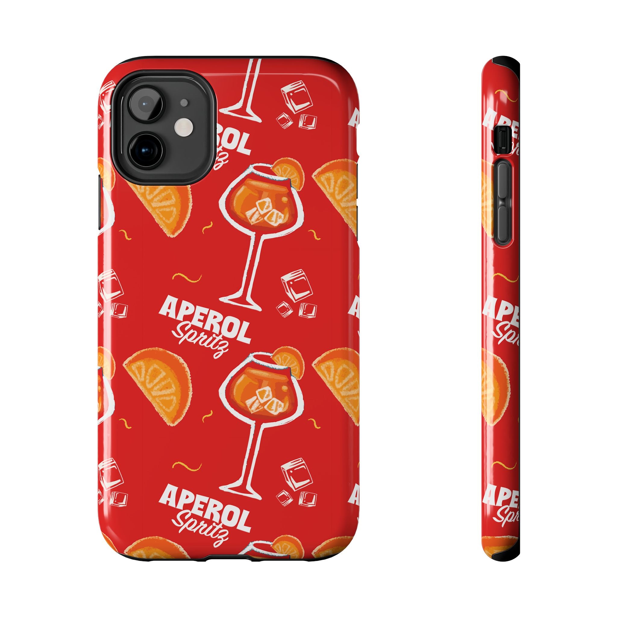 Aperol Spritz Tough Phone Case — Red Cocktail Pattern Protective Cover
